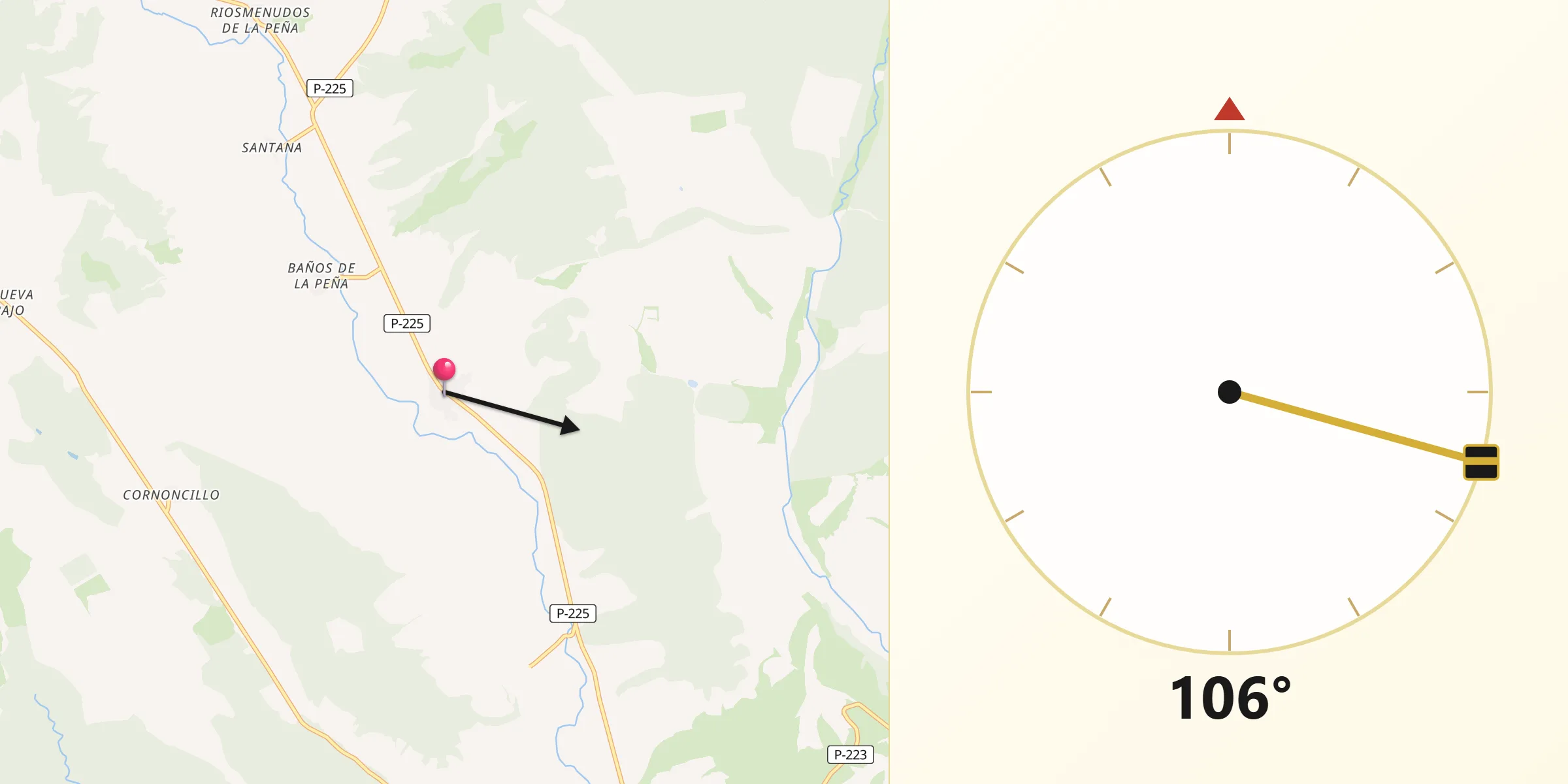 Dirección de la Qibla desde Congosto de Valdavia