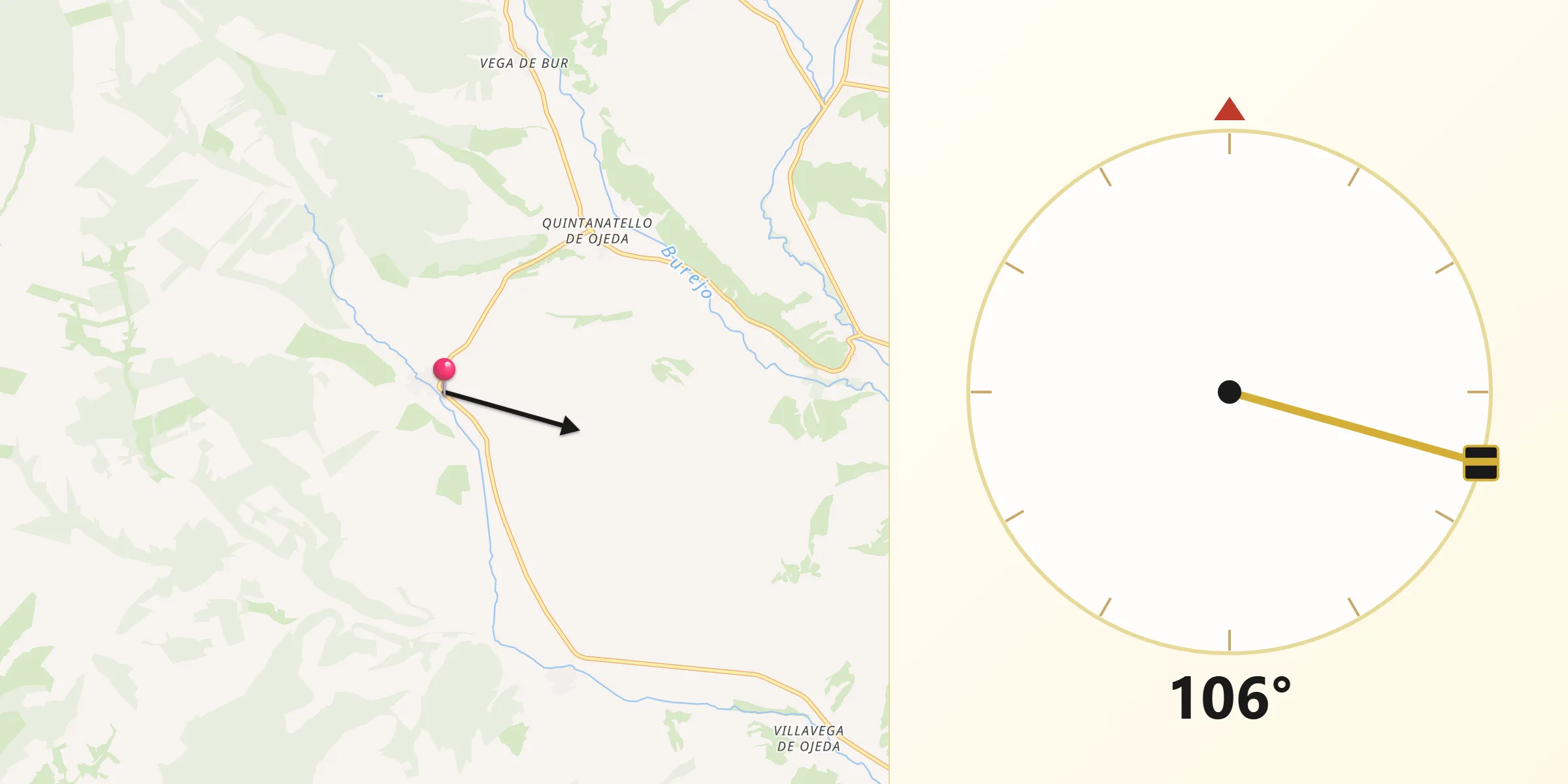 Dirección de la Qibla desde Payo de Ojeda