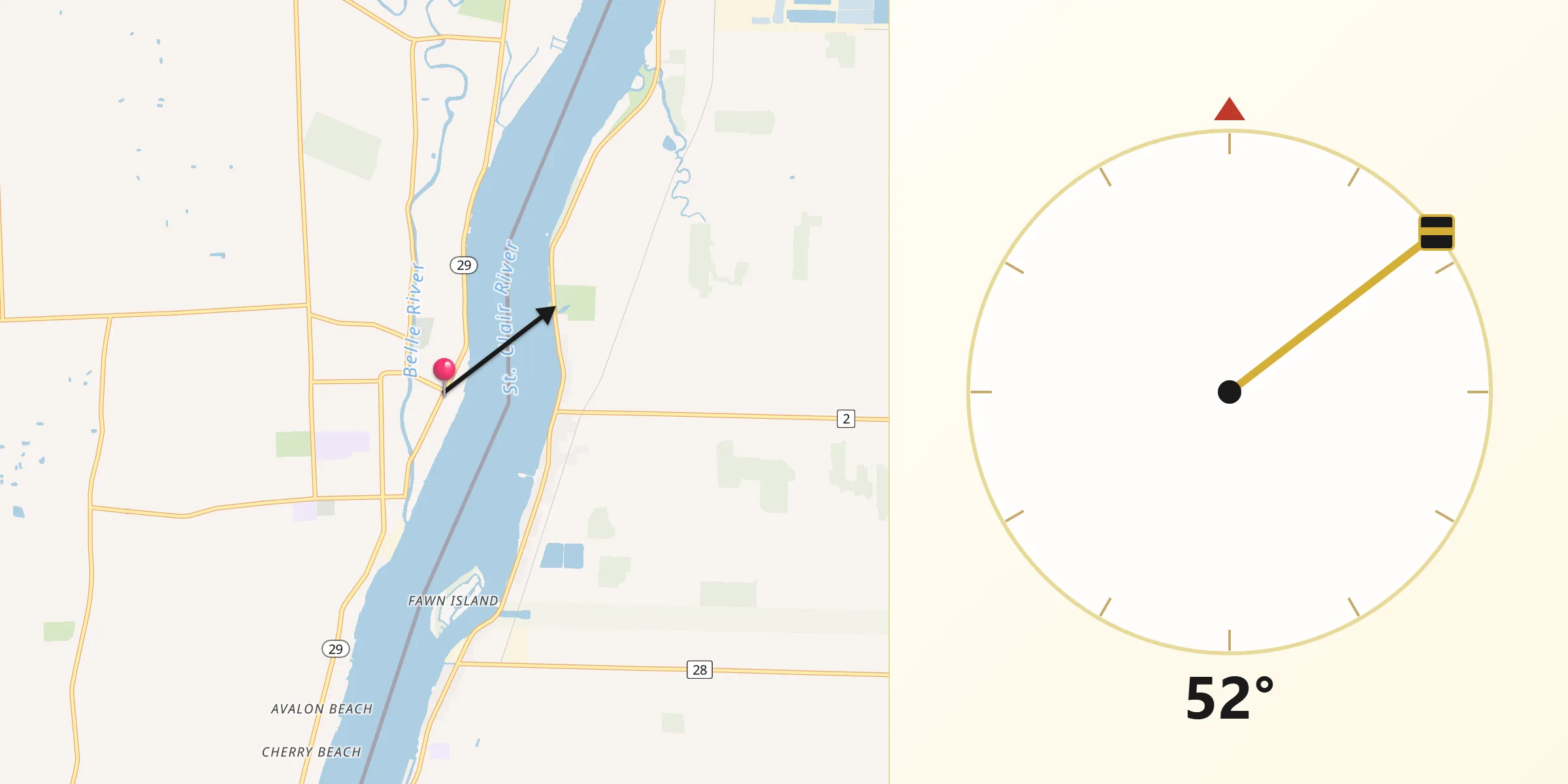 Qibla Direction from Marine City