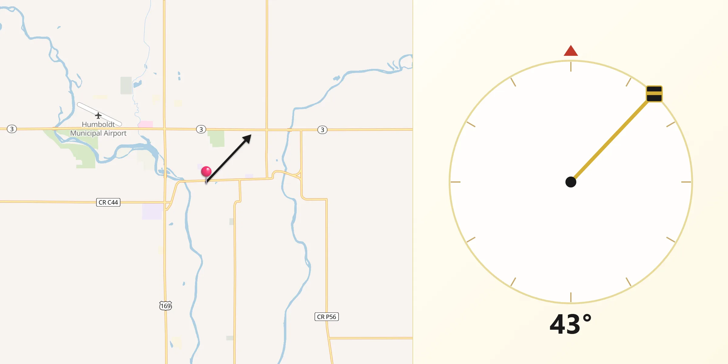 Qibla Direction from Humboldt