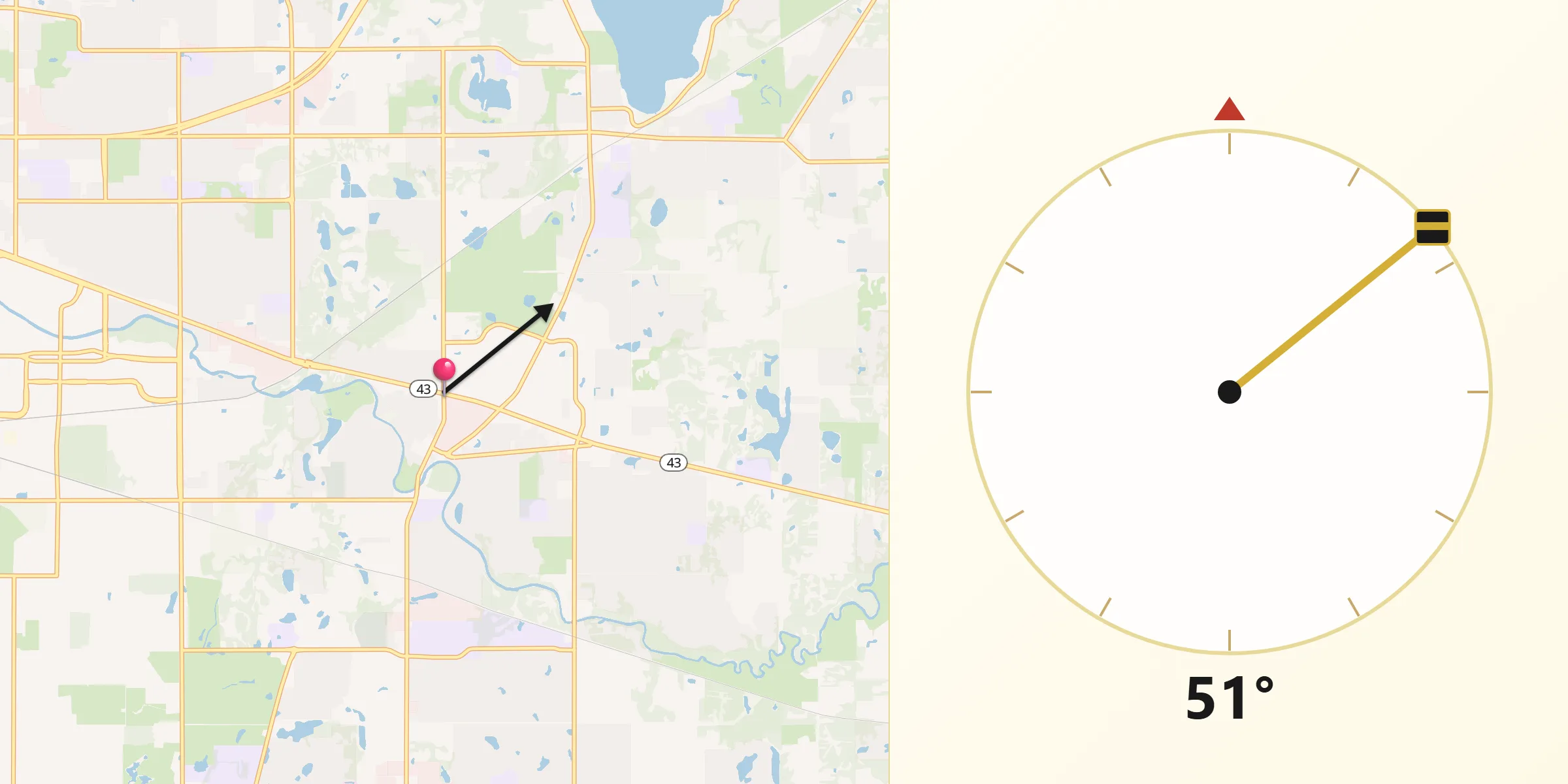 Qibla Direction from Okemos