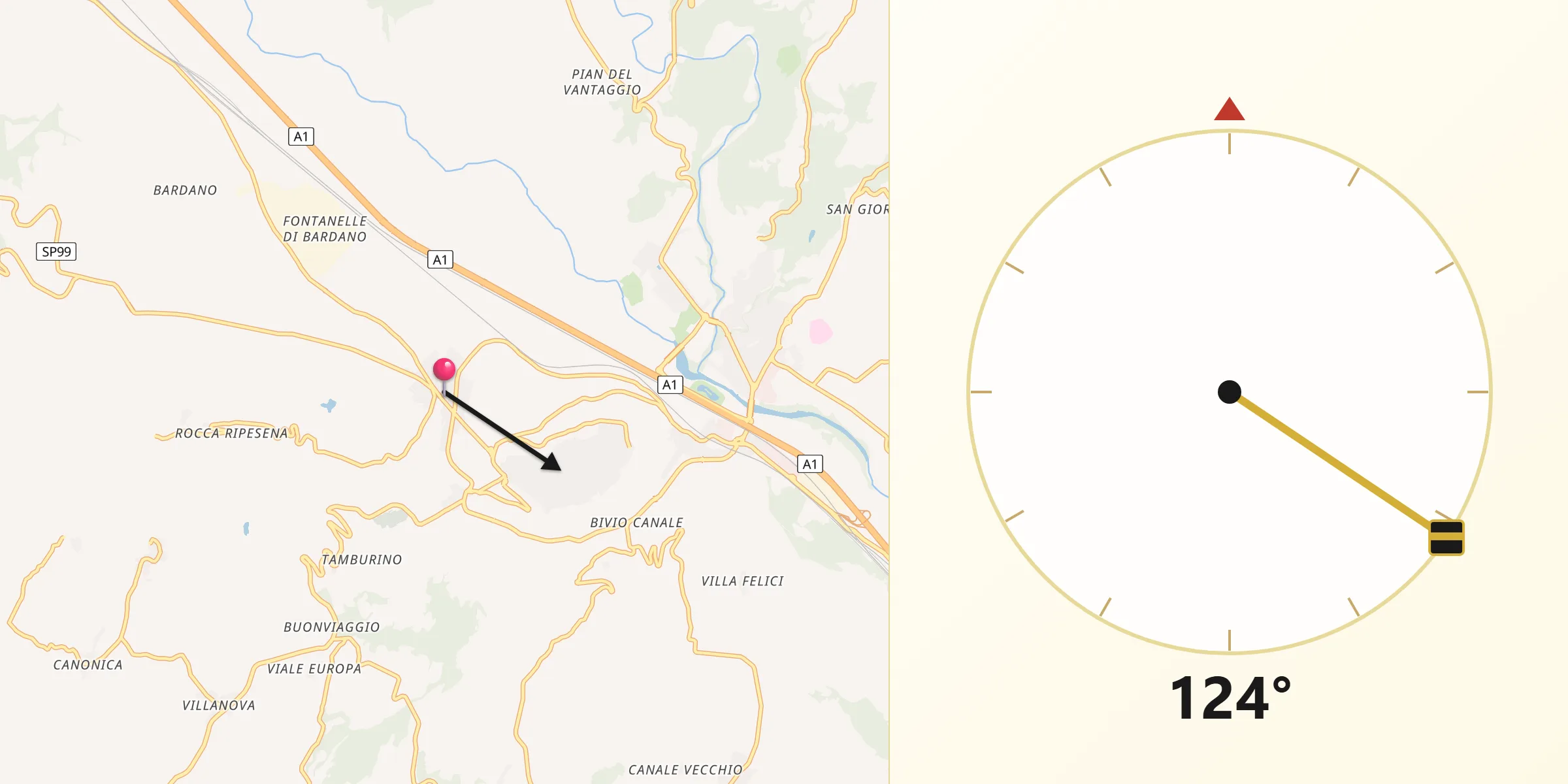 Direzione della Qibla da Sferracavallo