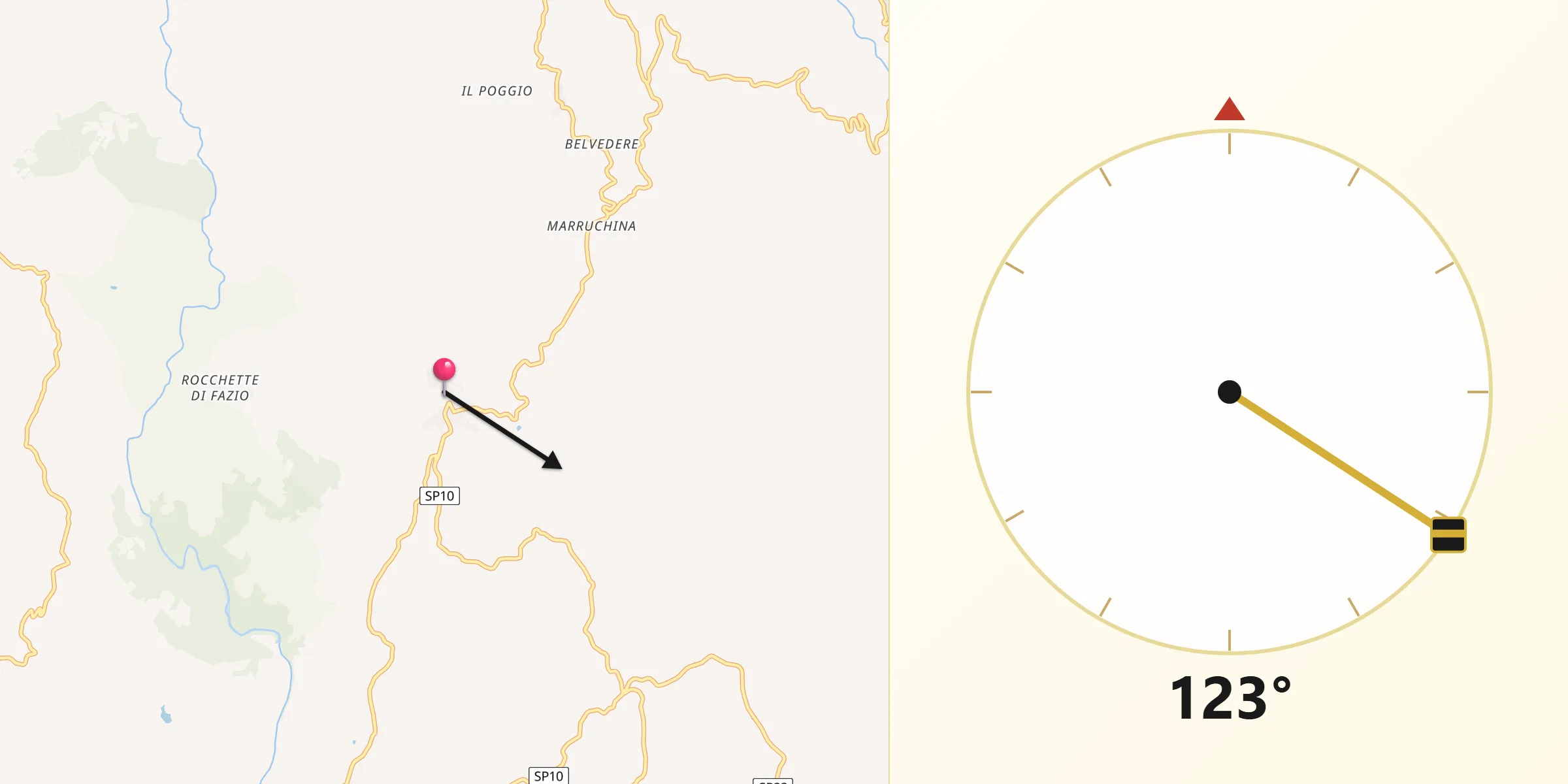 Direzione della Qibla da Semproniano