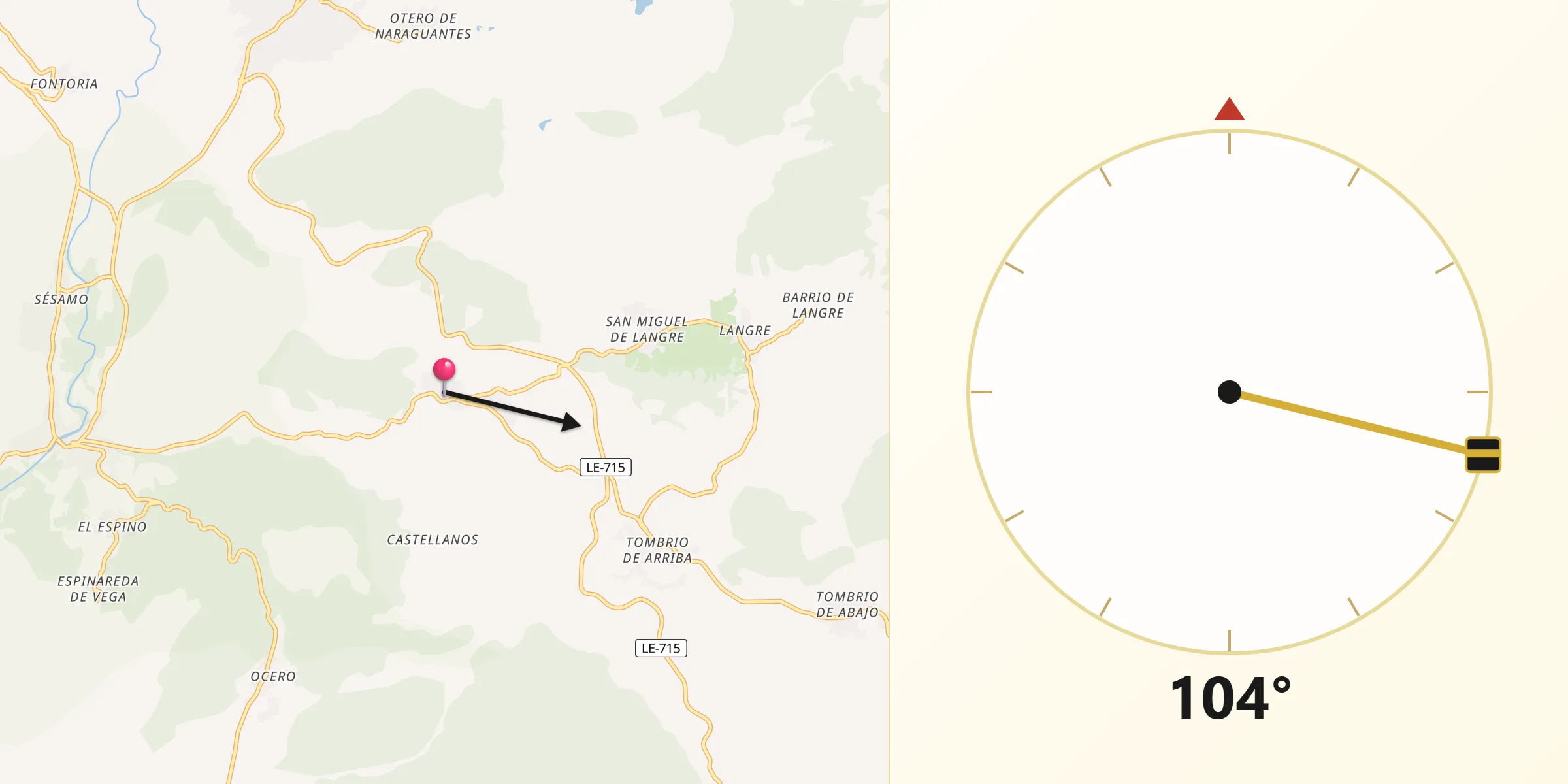 Dirección de la Qibla desde Berlanga del Bierzo