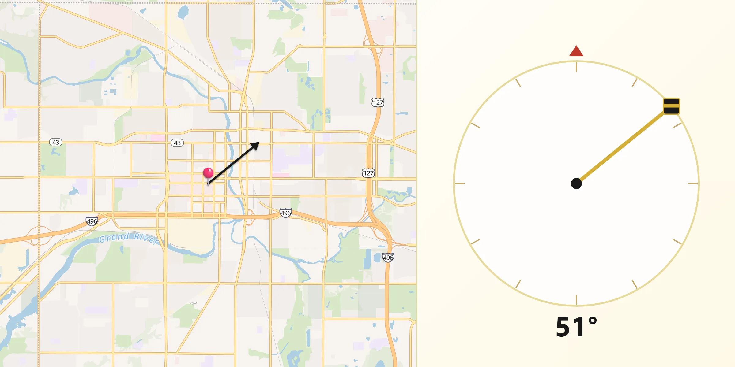 Dirección de la Qibla desde Lansing