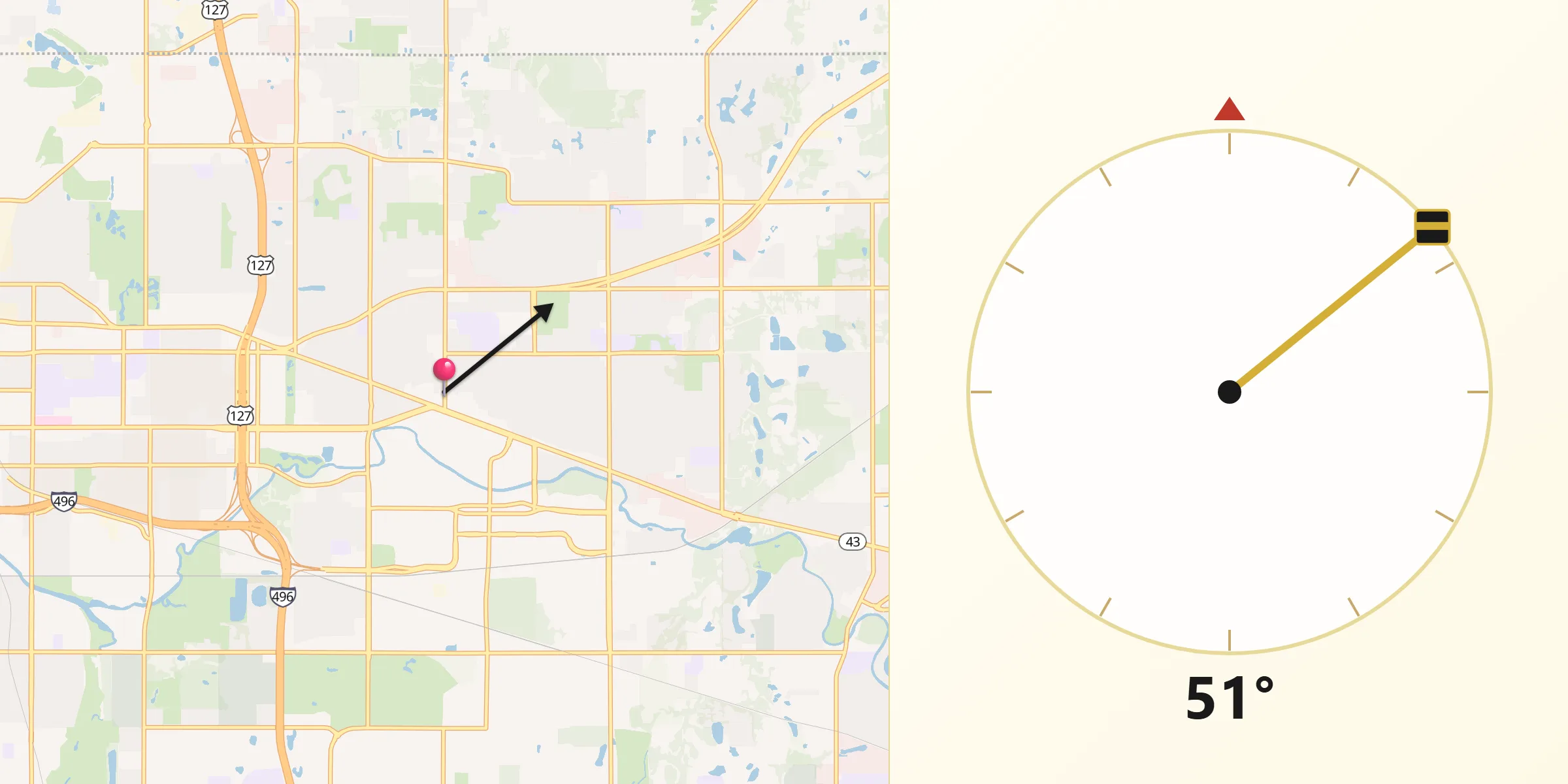 Qibla Direction from East Lansing