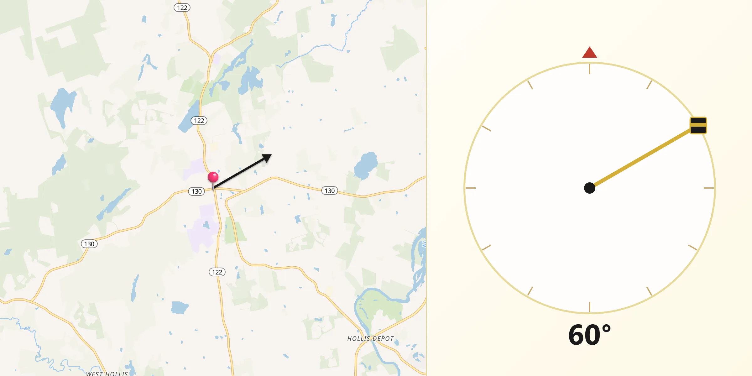 Qibla Direction from Hollis