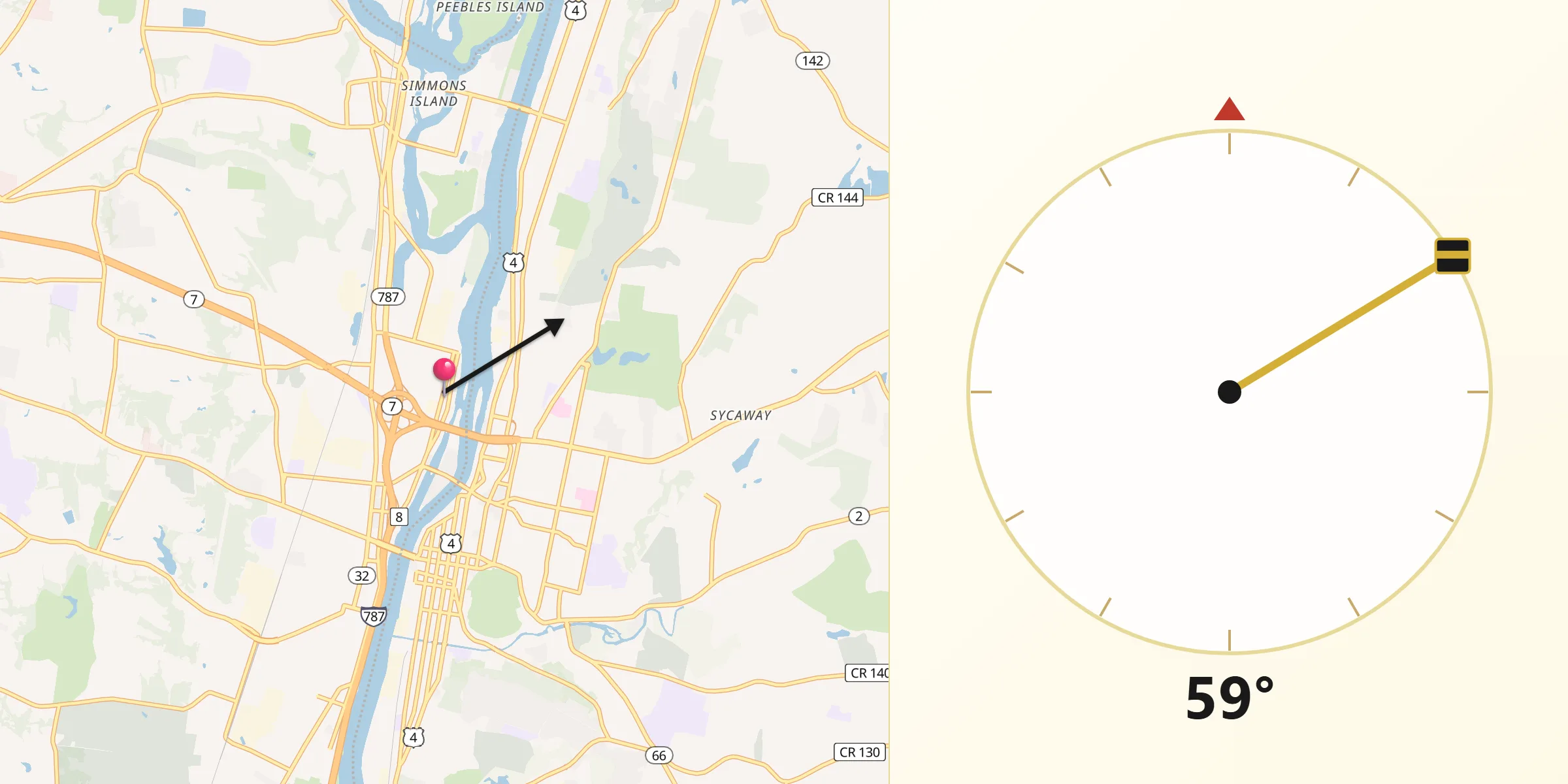 Qibla Direction from Green Island