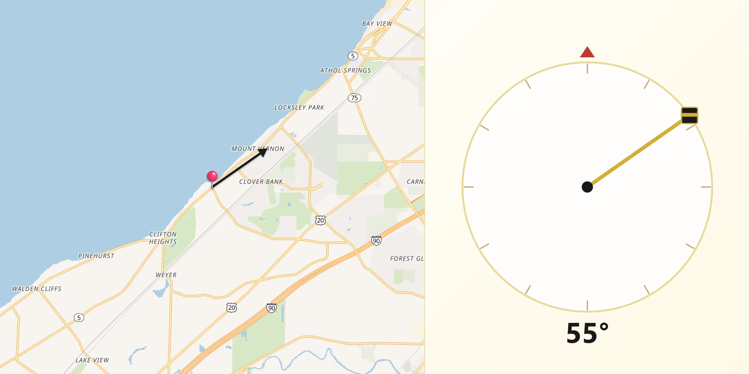 Qibla Direction from Wanakah