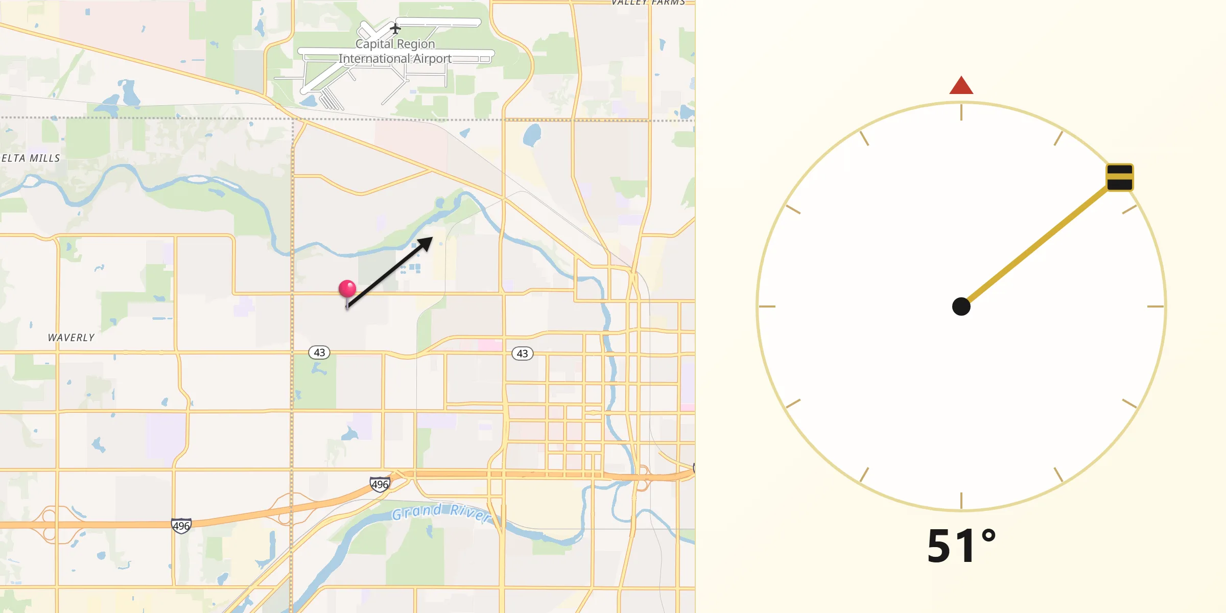 Qibla Direction from Edgemont Park