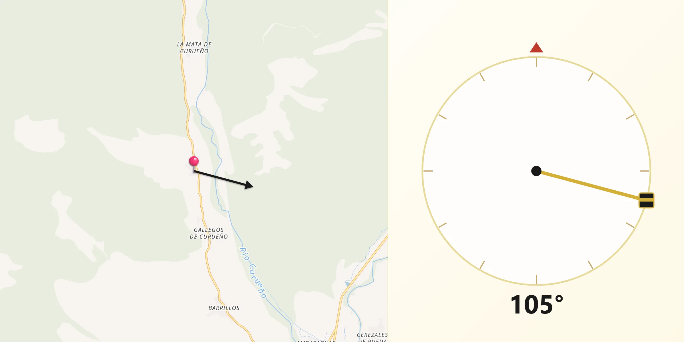 Dirección de la Qibla desde Santa Colomba de Curueño