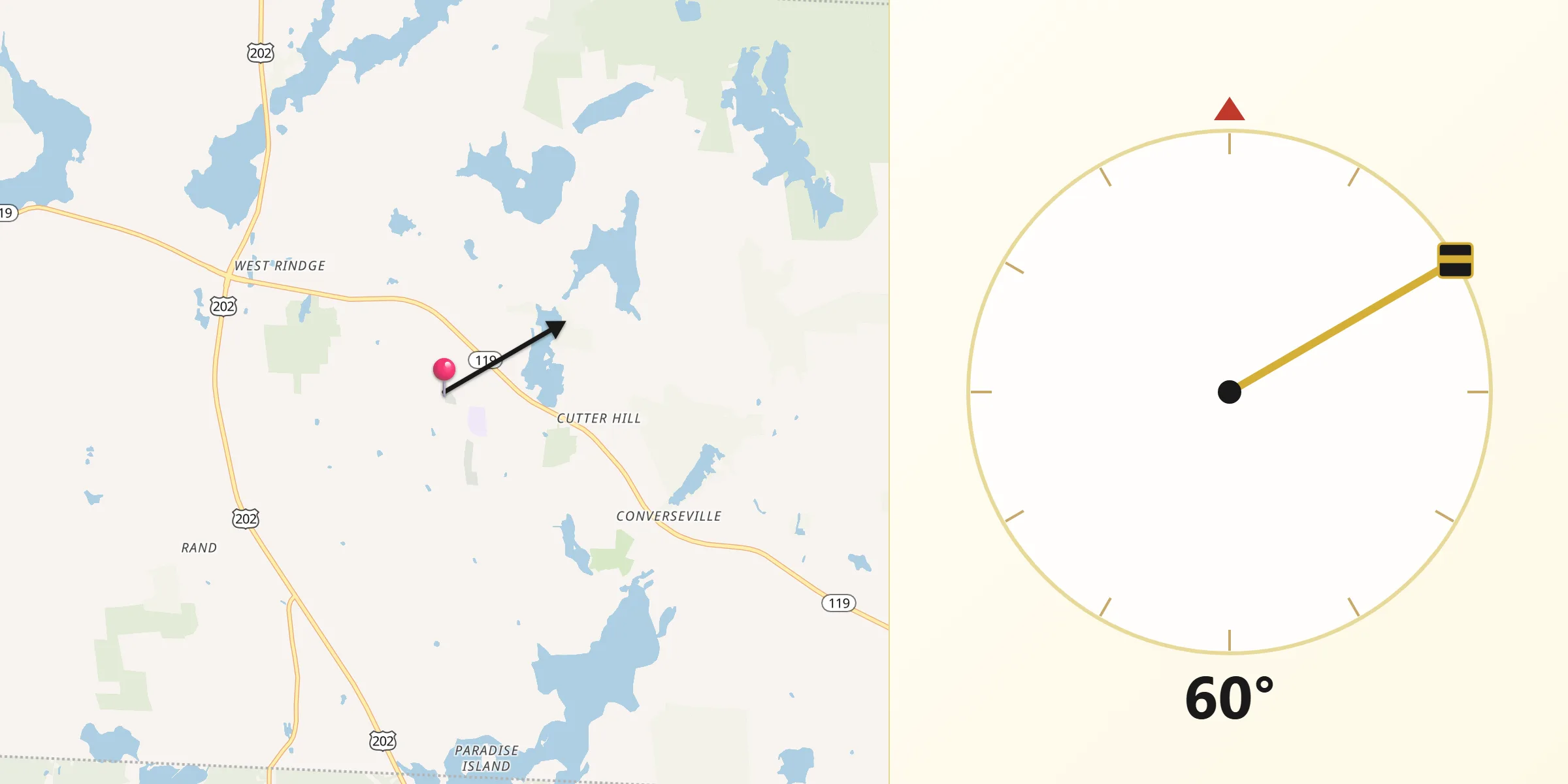Qibla Direction from Rindge
