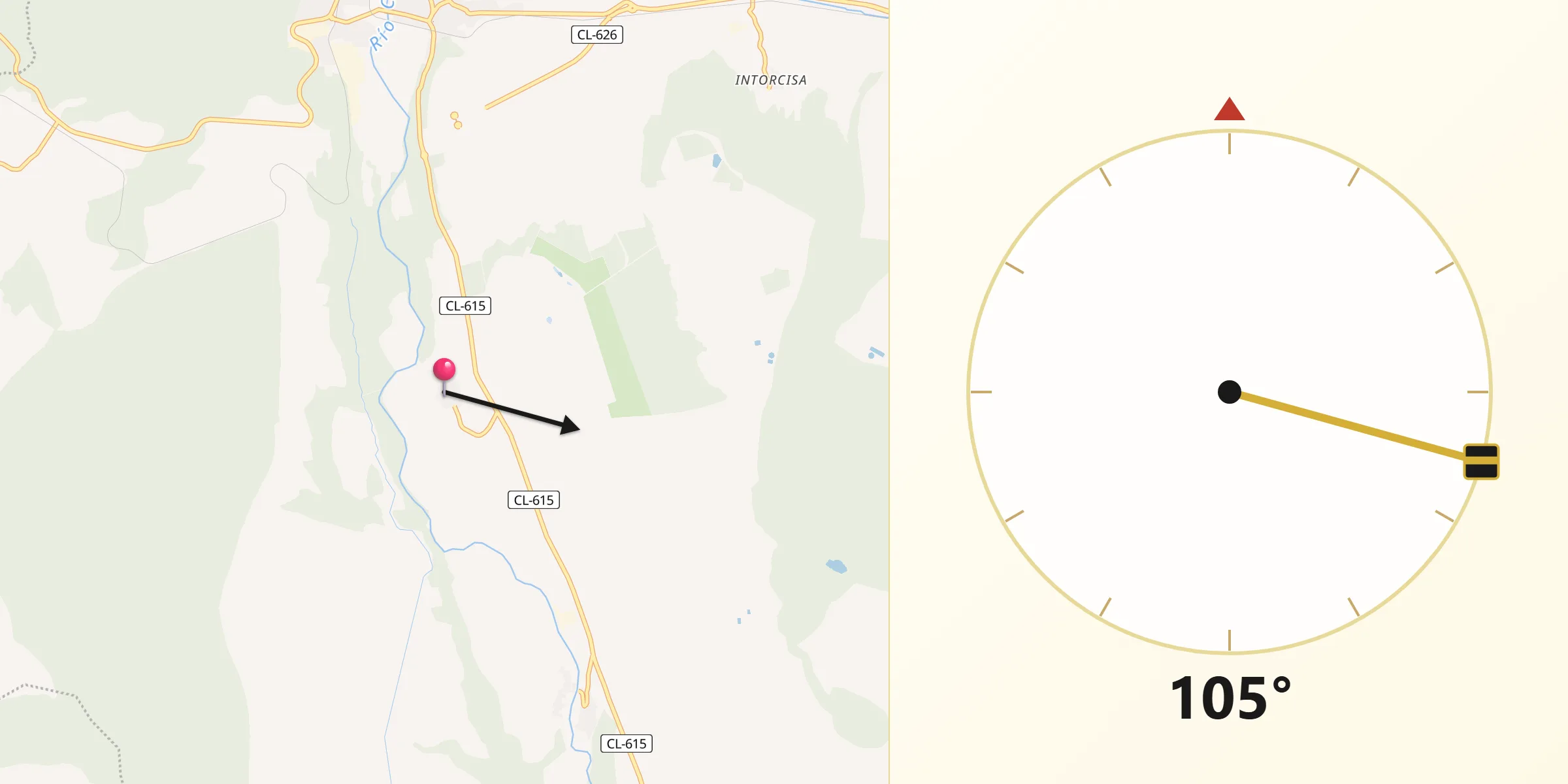 Dirección de la Qibla desde Mantinos