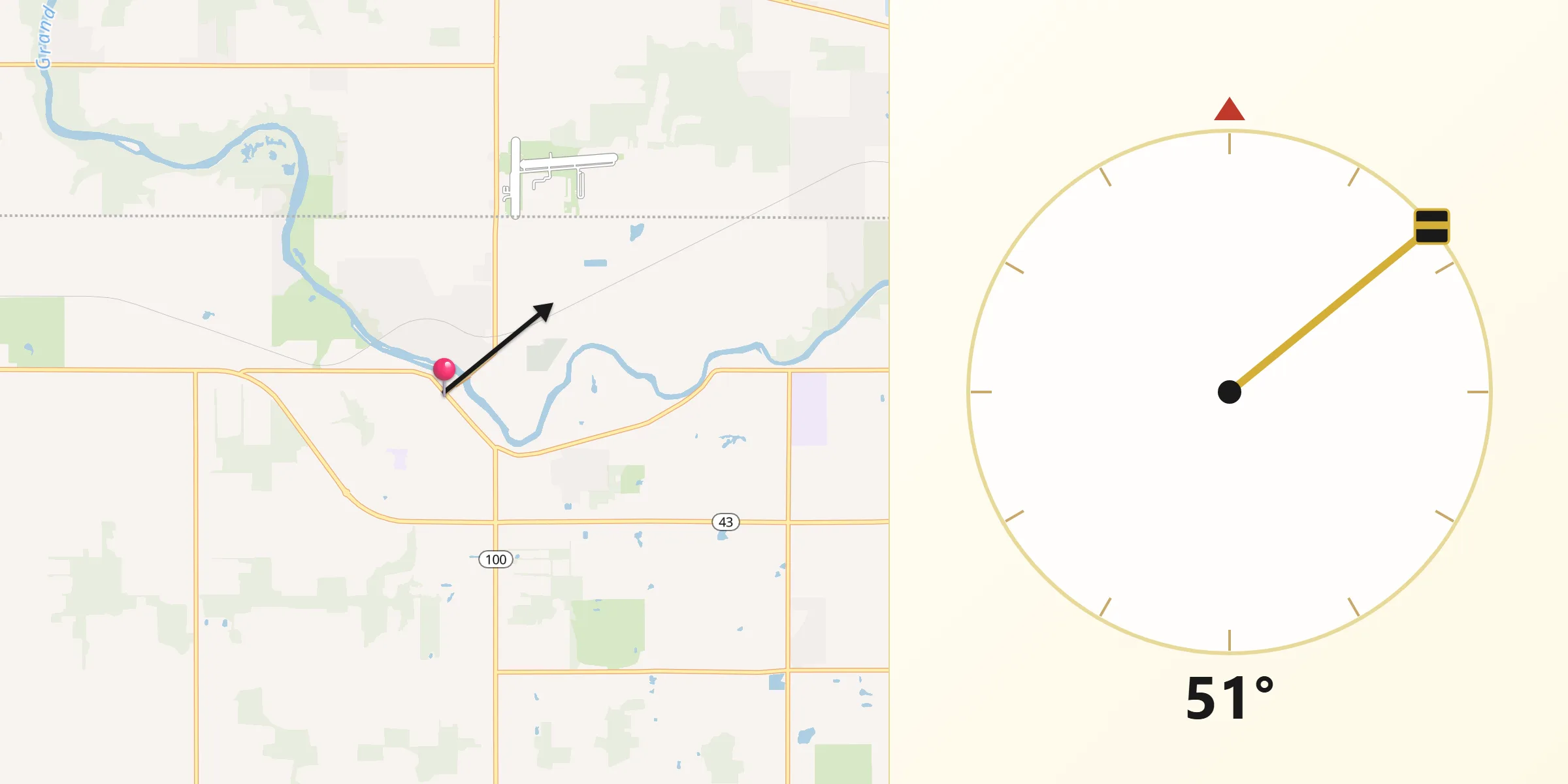 Qibla Direction from Grand Ledge