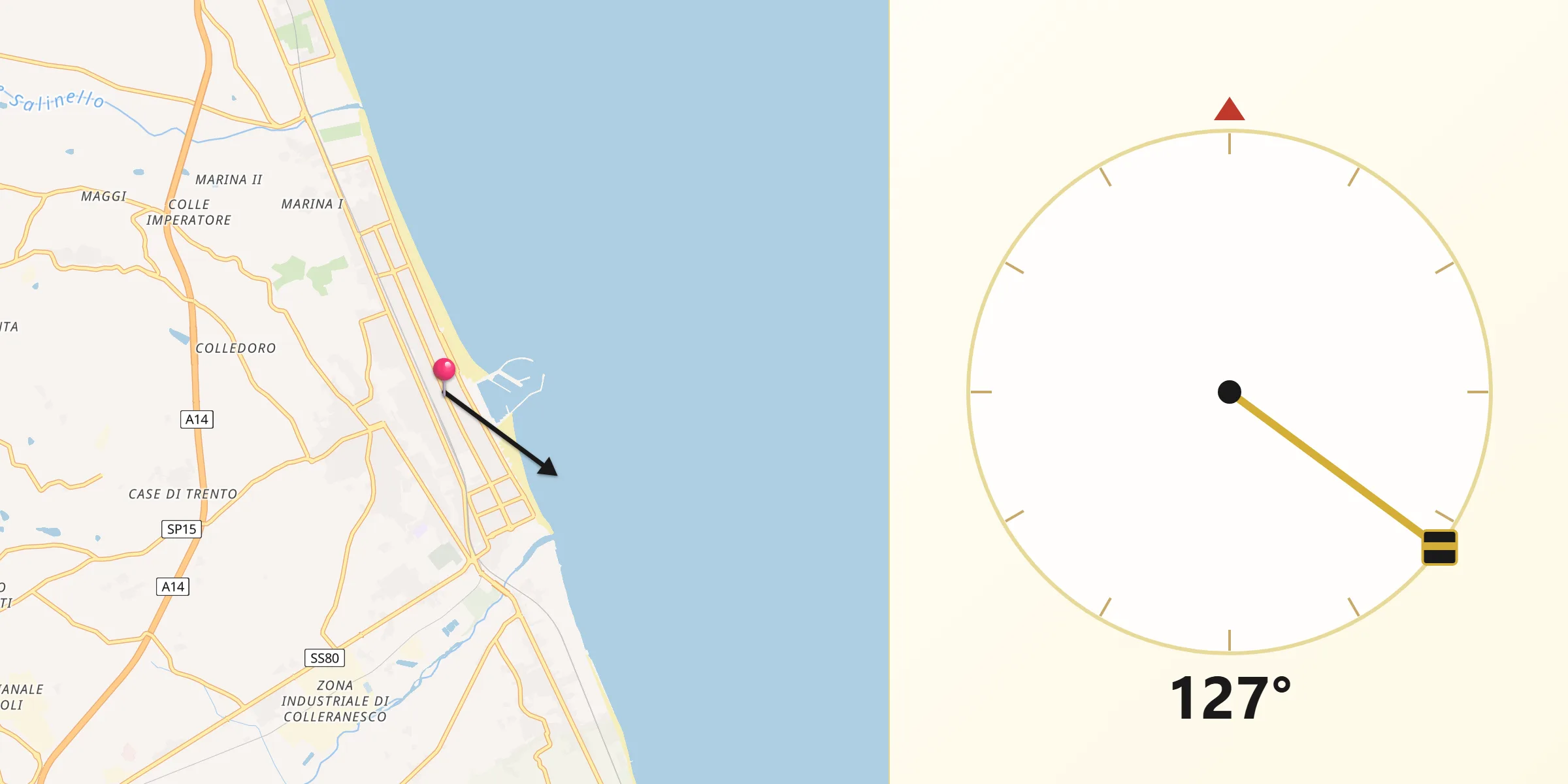Direzione della Qibla da Giulianova