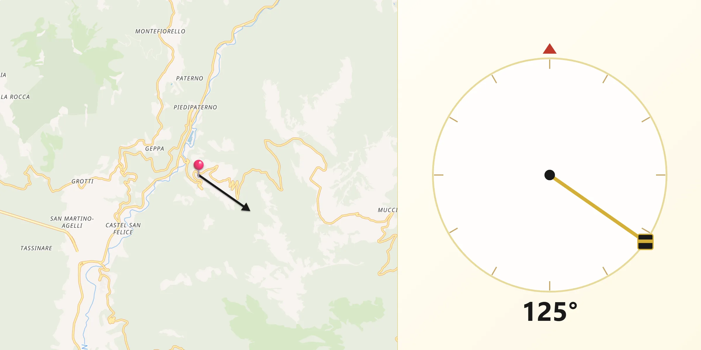 Direzione della Qibla da Meggiano