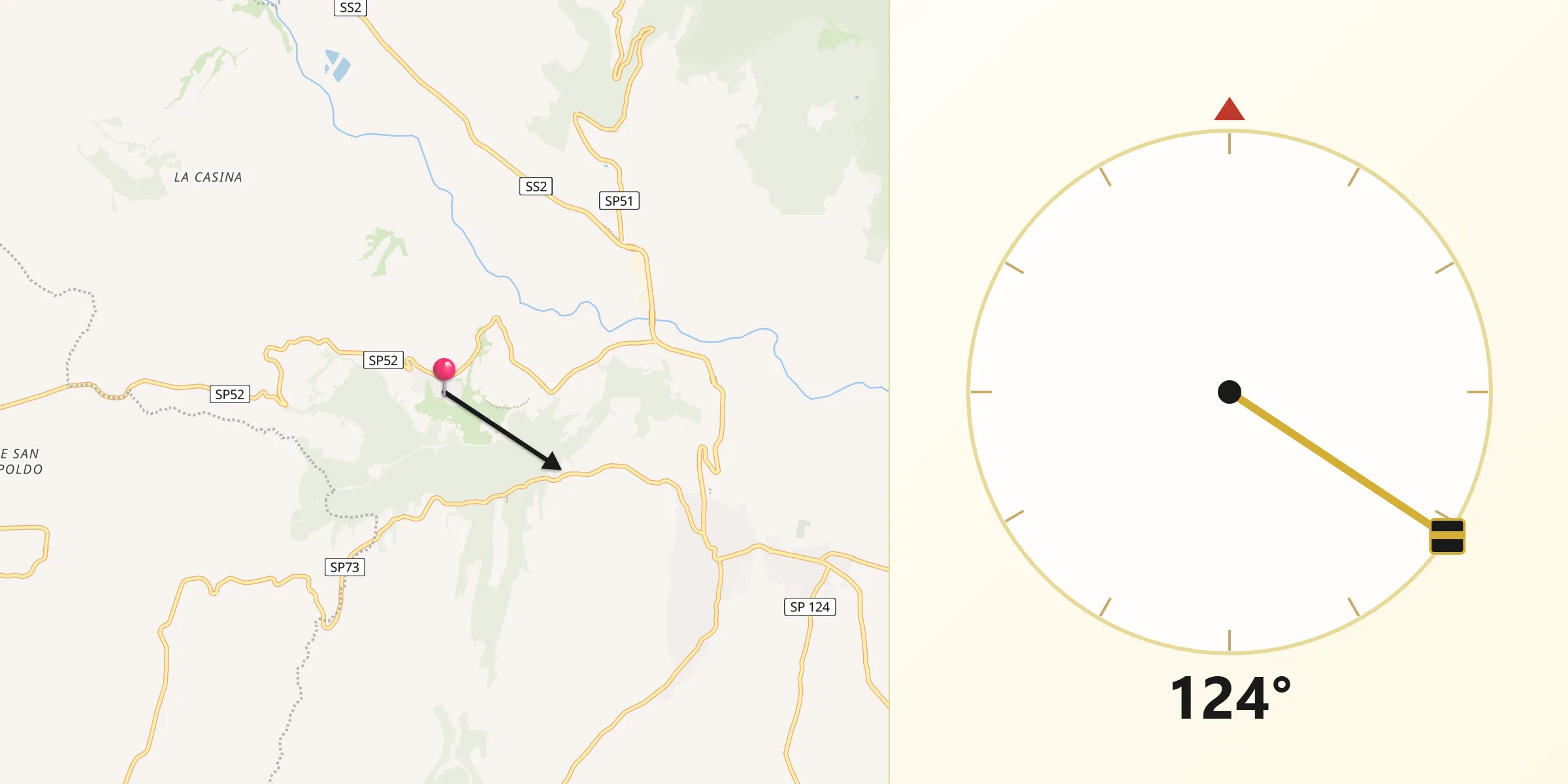 Direzione della Qibla da Proceno