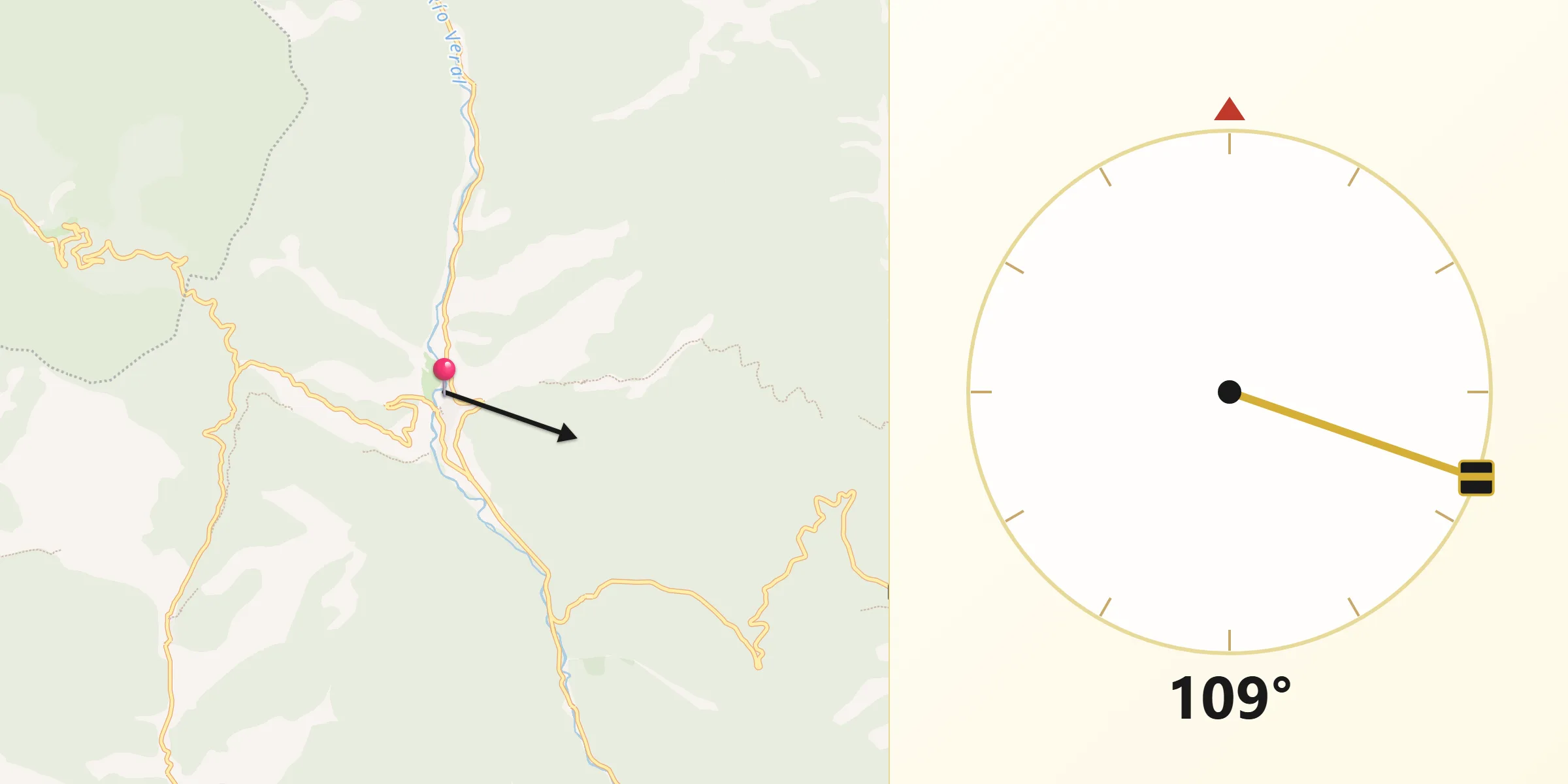 Dirección de la Qibla desde Ansó