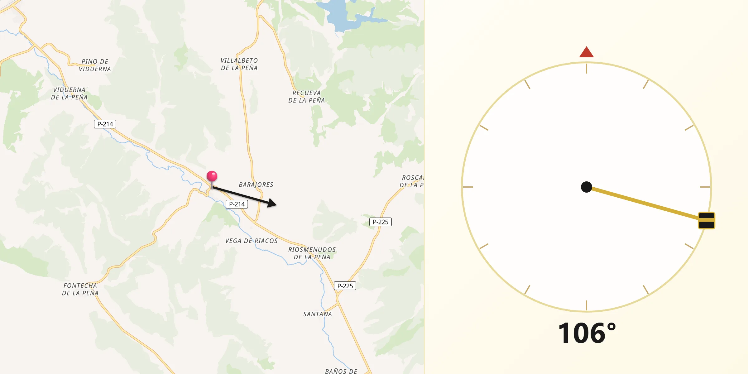 Dirección de la Qibla desde Respenda de la Peña