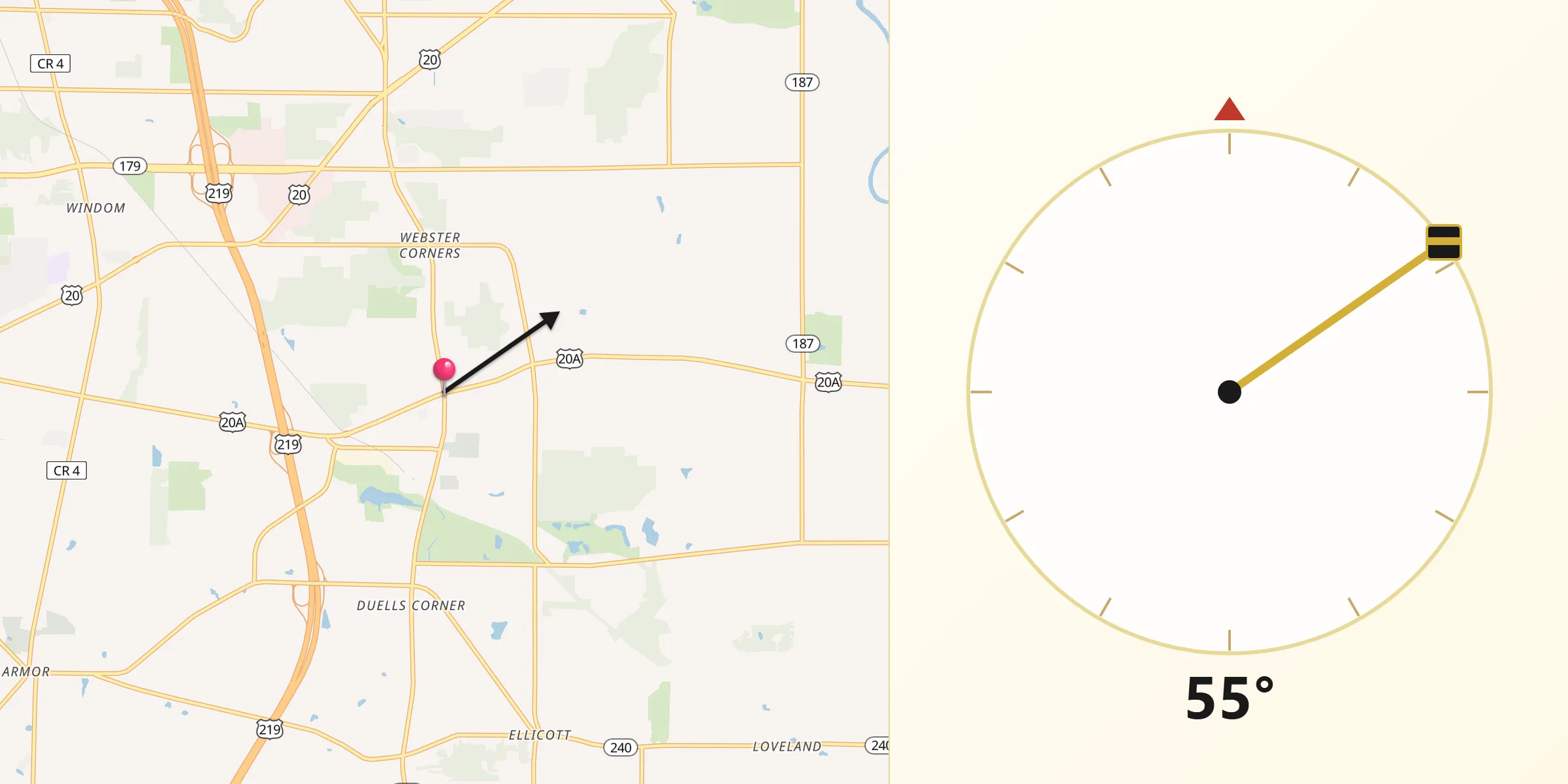 Qibla Direction from Orchard Park