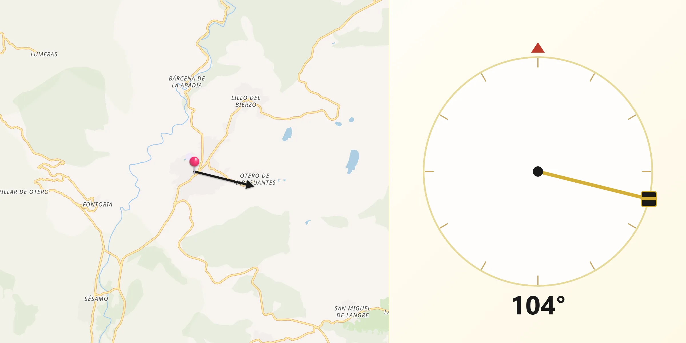Dirección de la Qibla desde Fabero