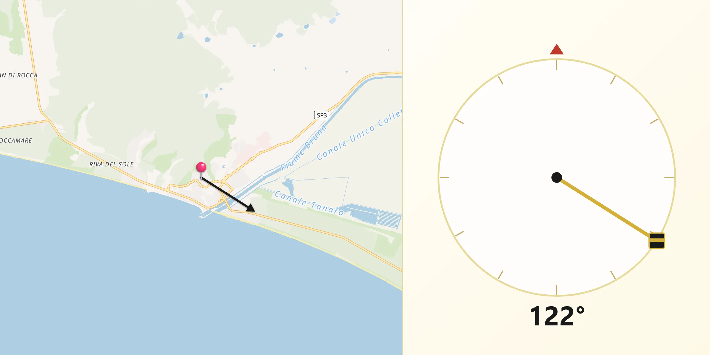 Direzione della Qibla da Castiglione della Pescaia