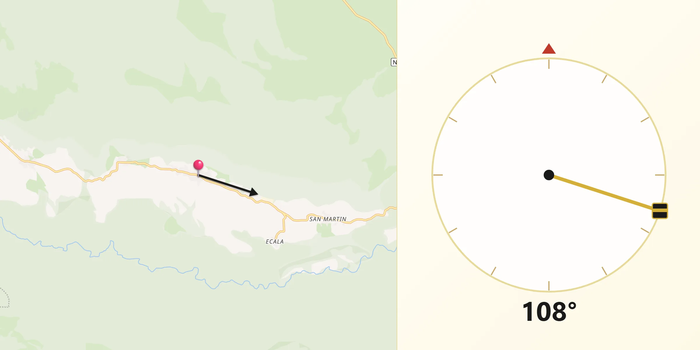 Dirección de la Qibla desde Eulate