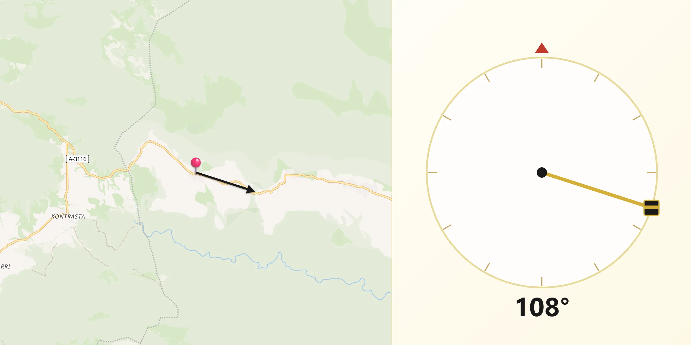 Dirección de la Qibla desde Larraona