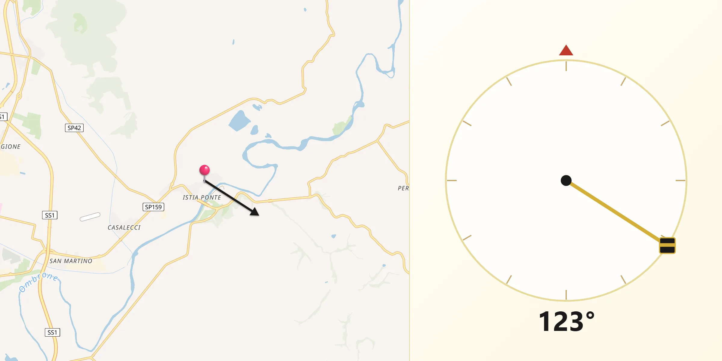 Direzione della Qibla da Istia D'Ombrone-Le Stiacciole