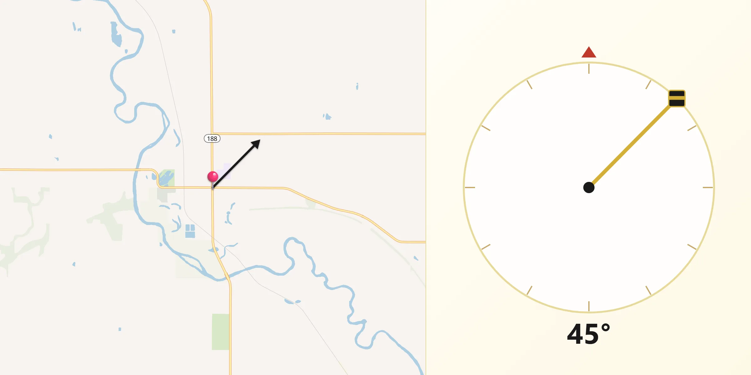 Dirección de la Qibla desde Clarksville