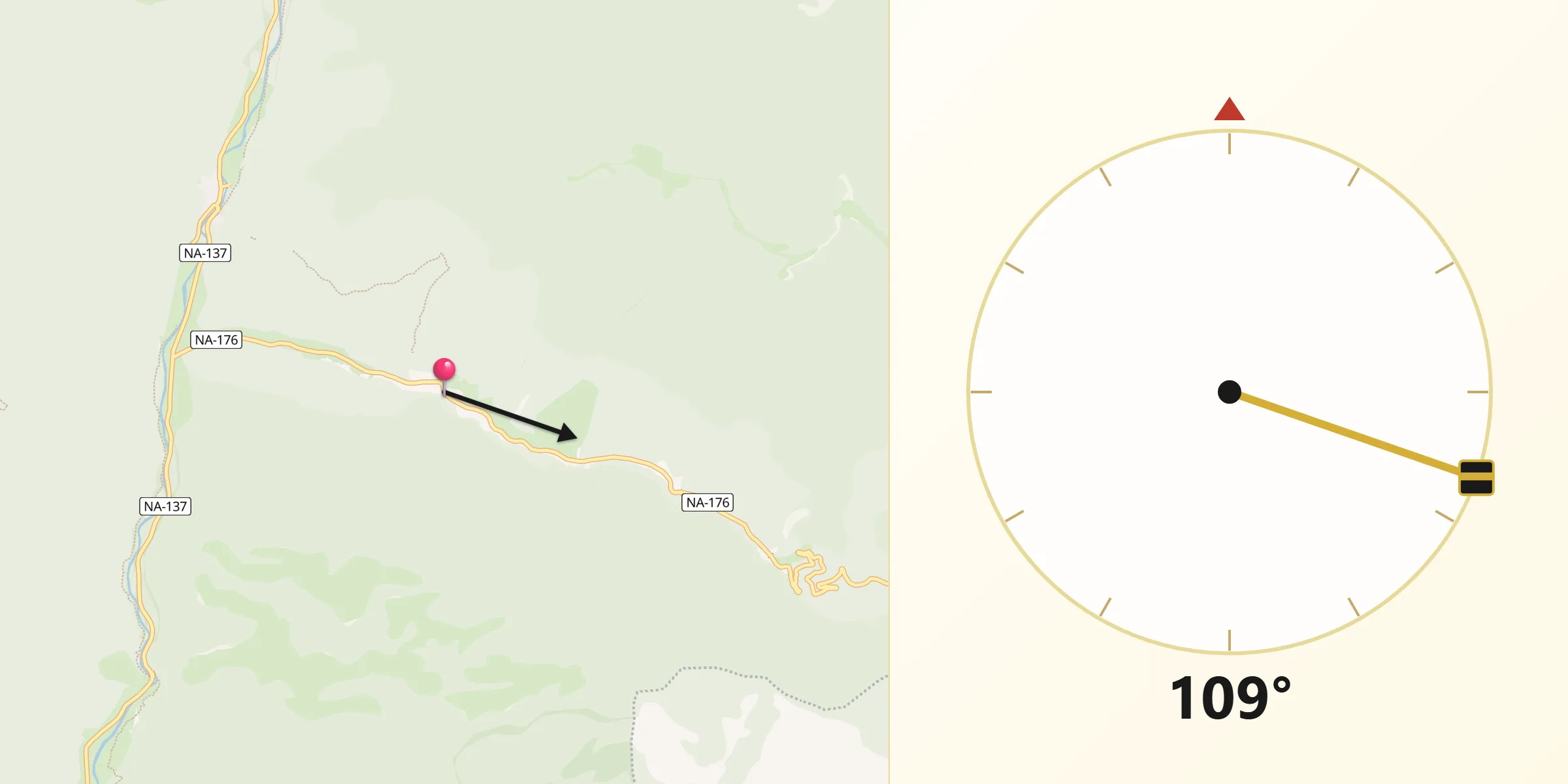 Dirección de la Qibla desde Garde