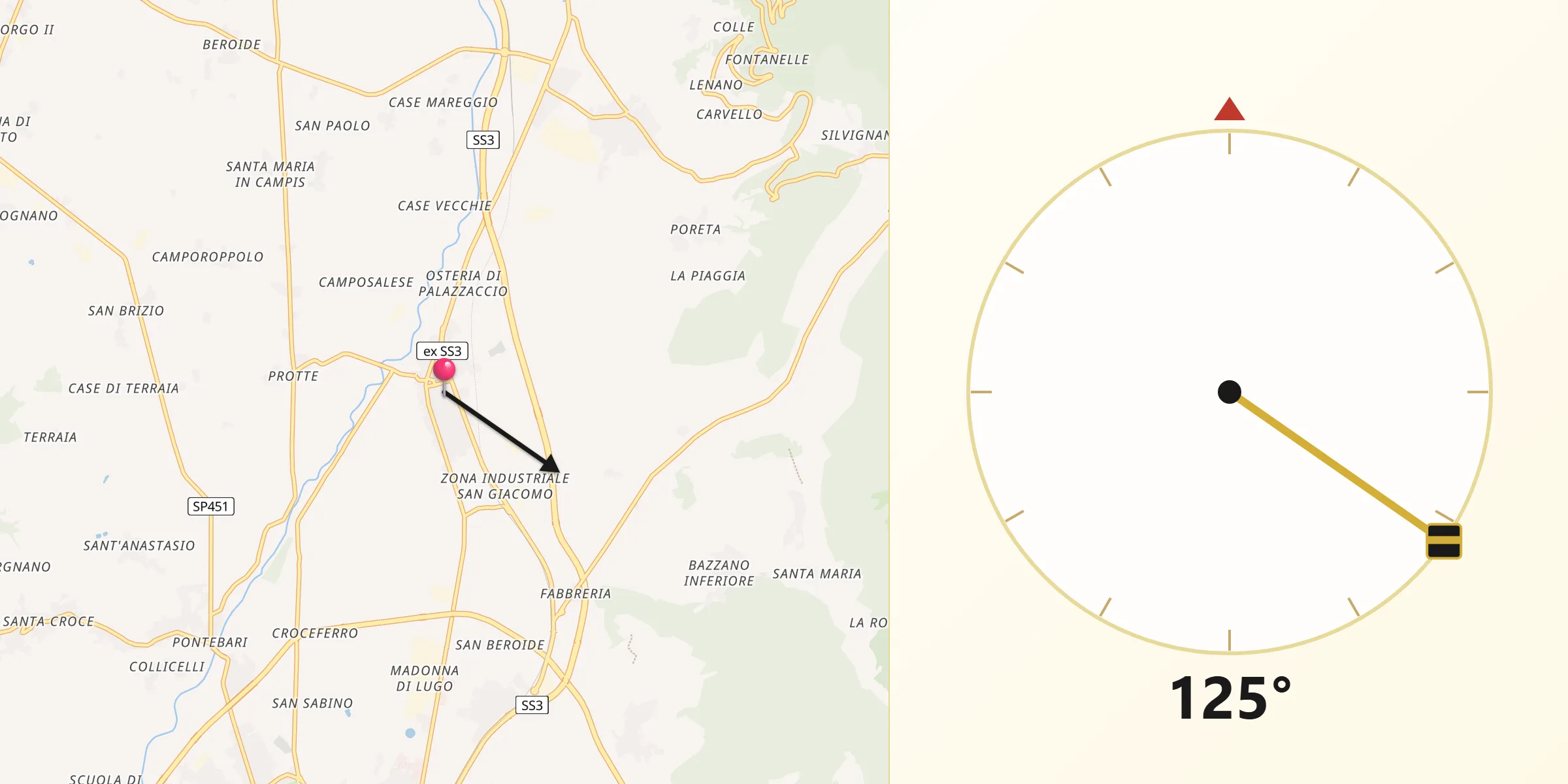 Direzione della Qibla da San Giacomo