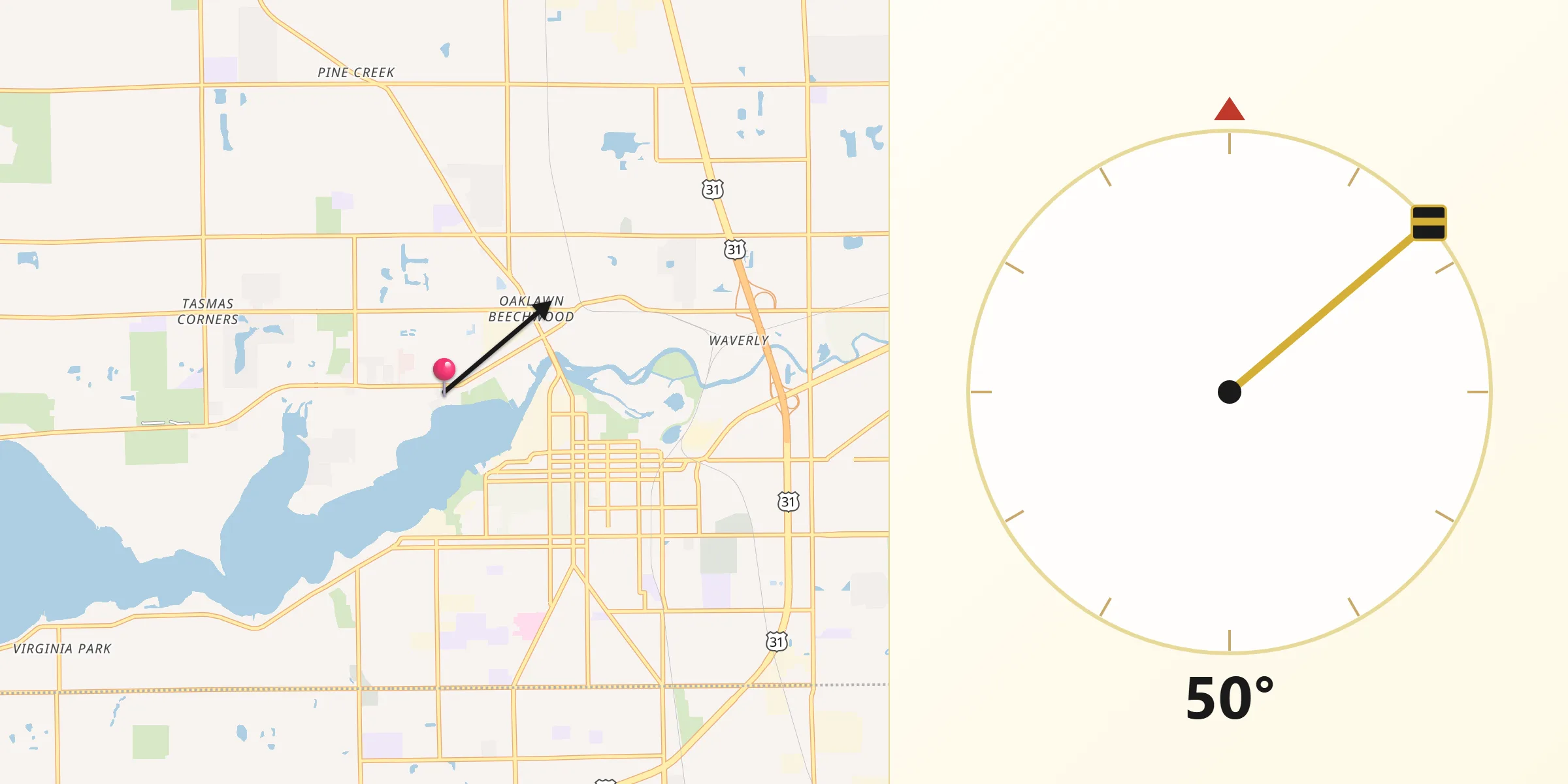 Qibla Direction from Beechwood