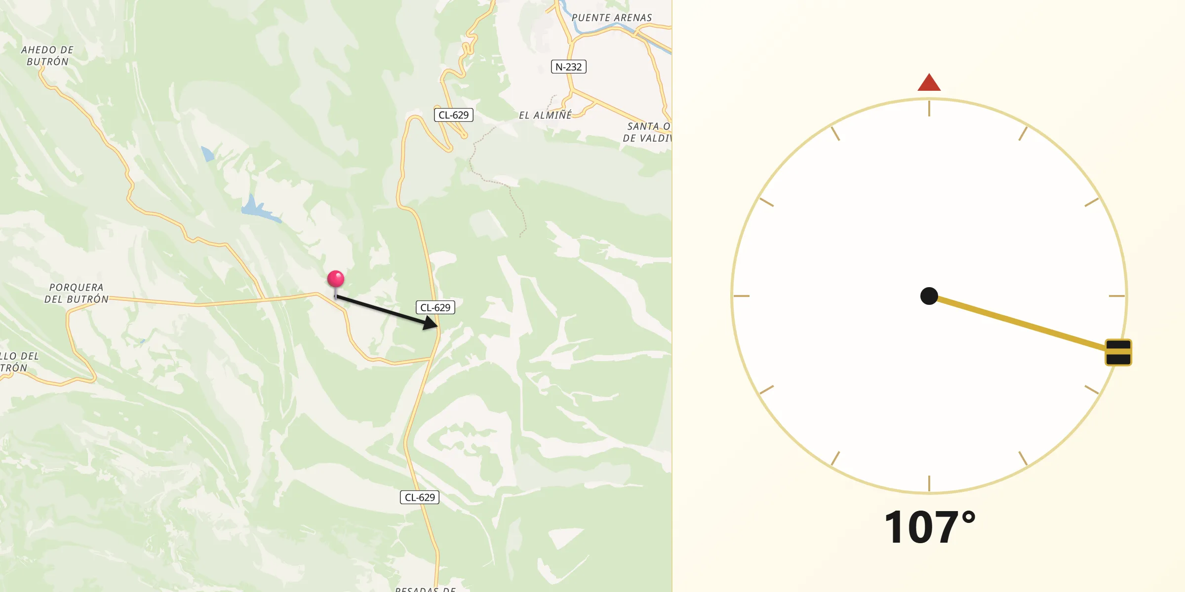 Dirección de la Qibla desde Altos Los