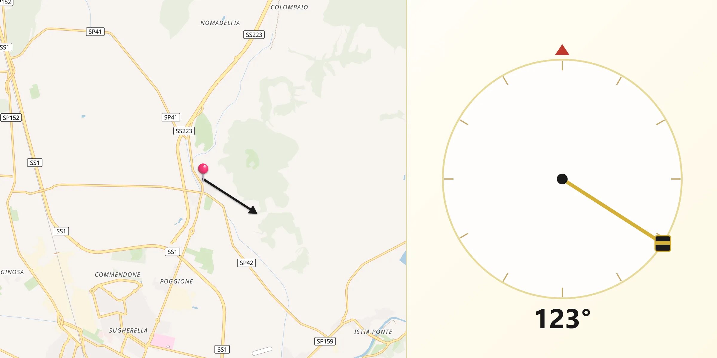 Direzione della Qibla da Bagno Roselle