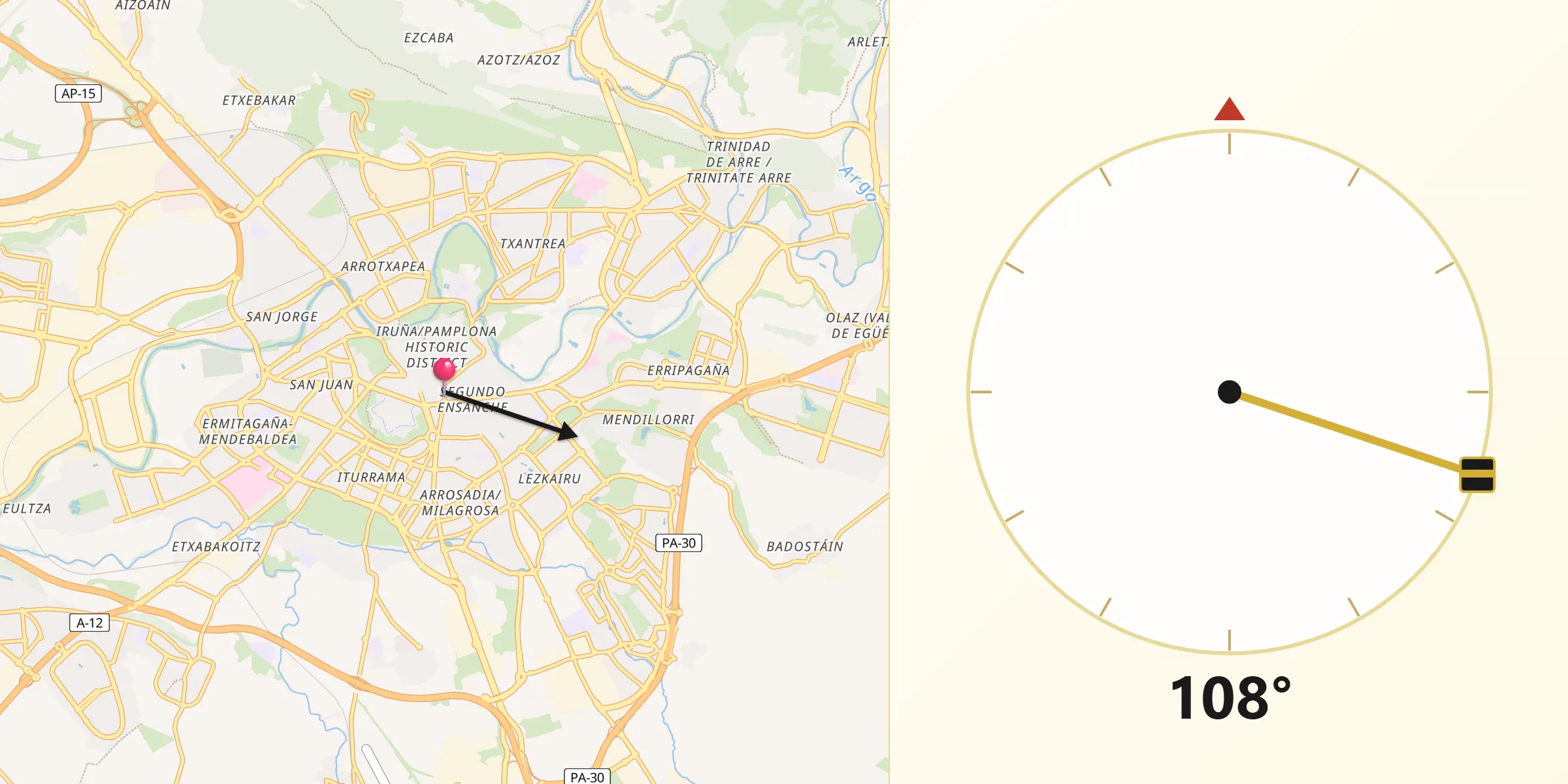 Dirección de la Qibla desde Segundo Ensanche