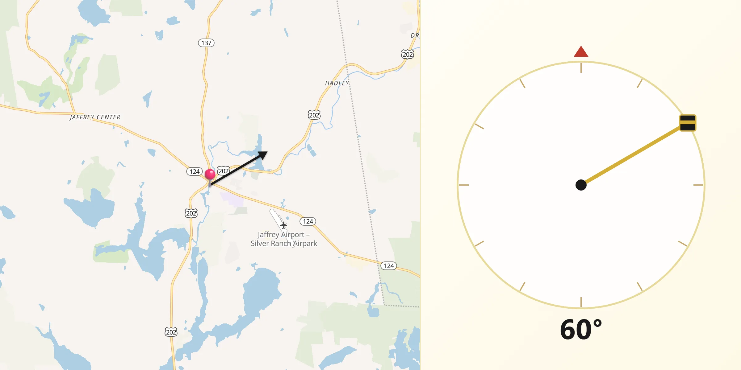 Qibla Direction from Jaffrey