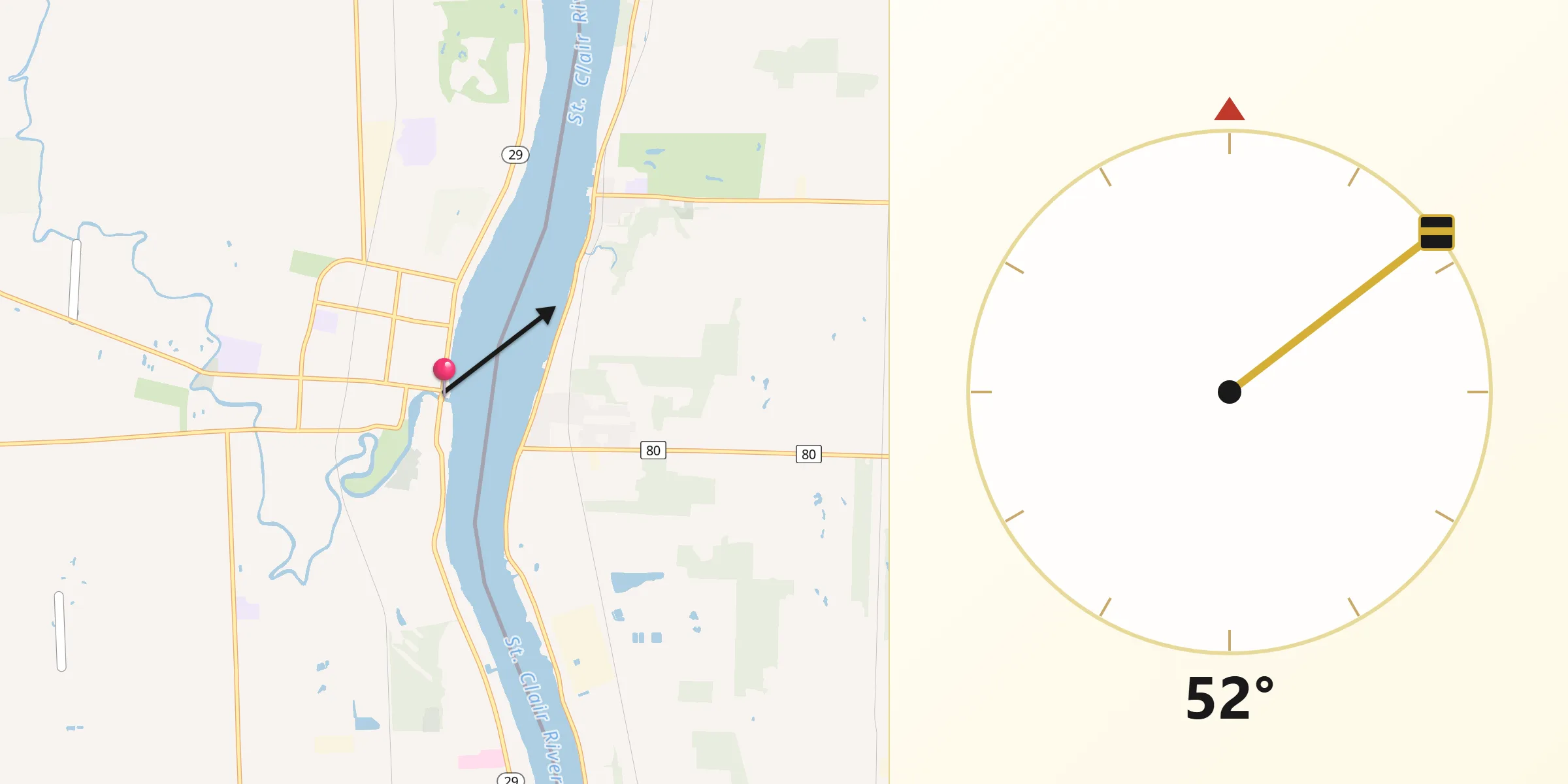 Qibla Direction from Saint Clair