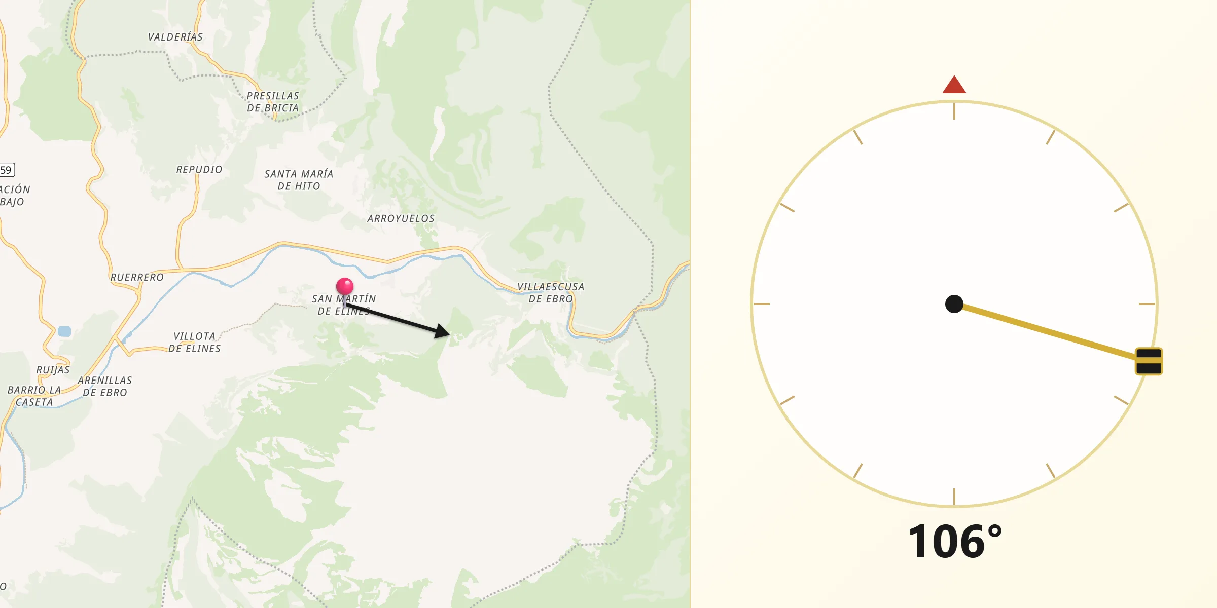 Dirección de la Qibla desde San Martín de Elines
