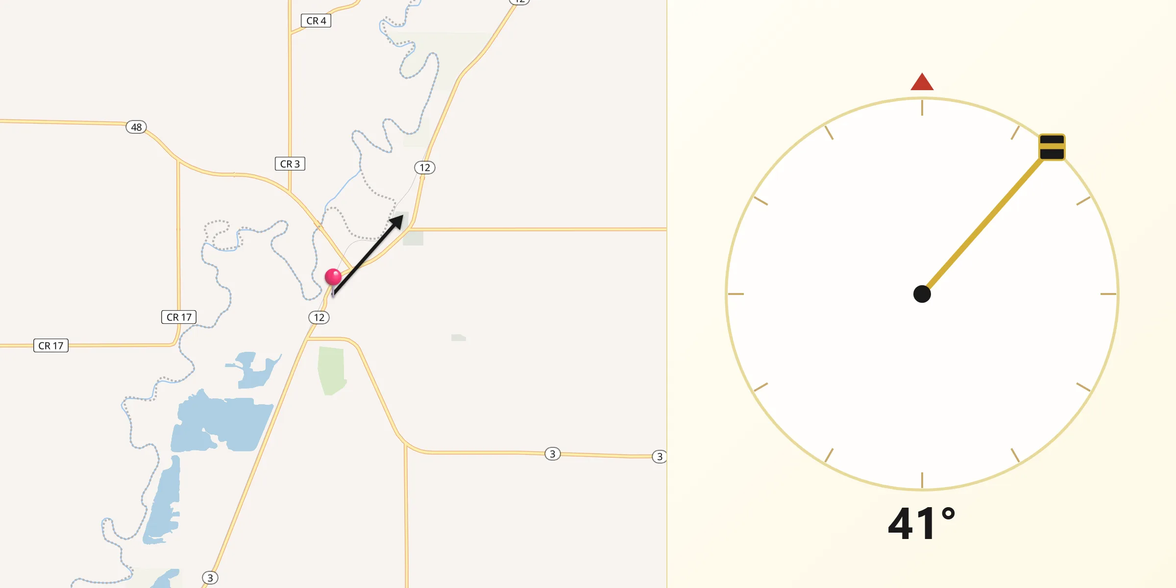 Dirección de la Qibla desde Akron