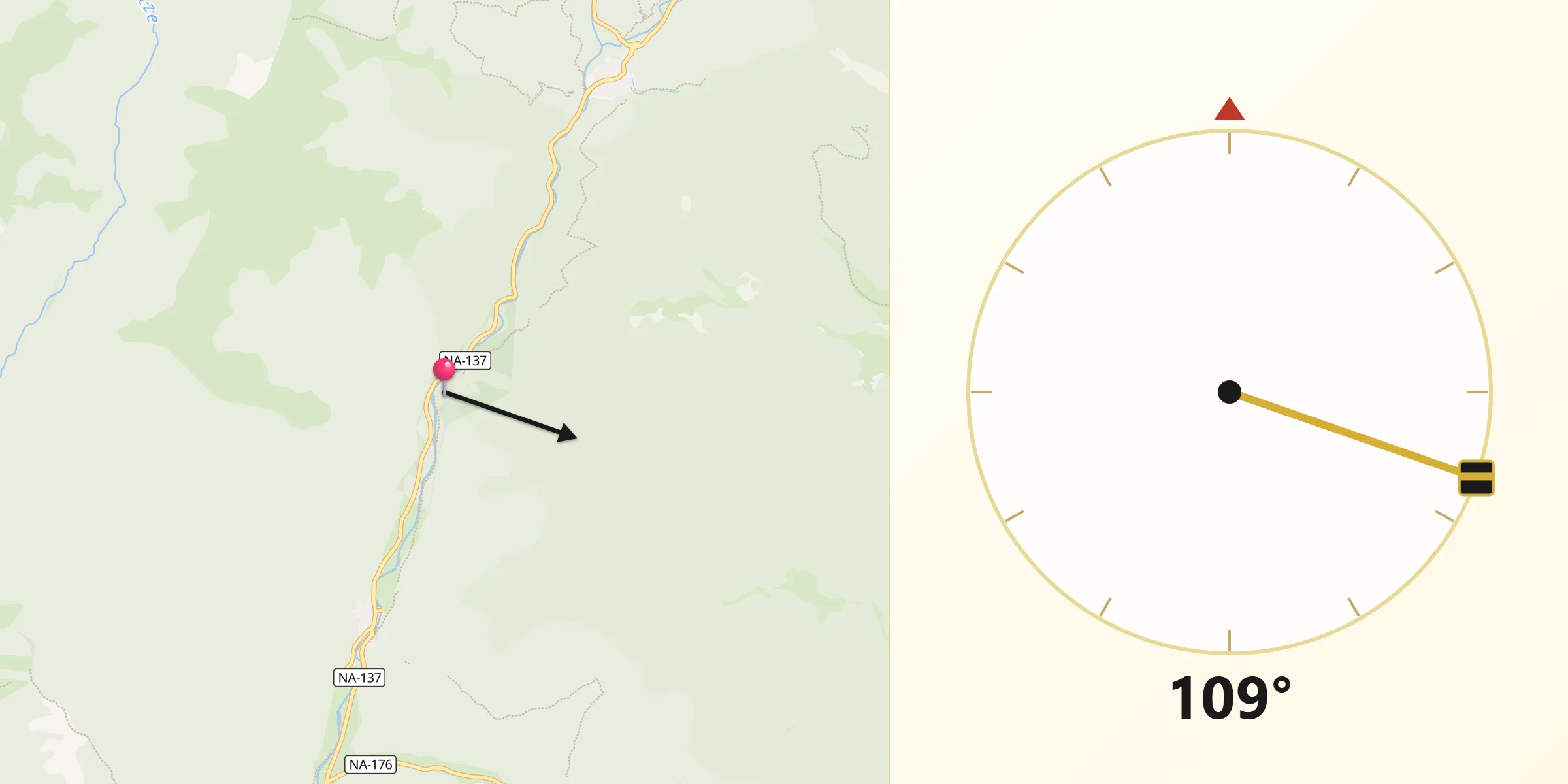 Dirección de la Qibla desde Urzainqui