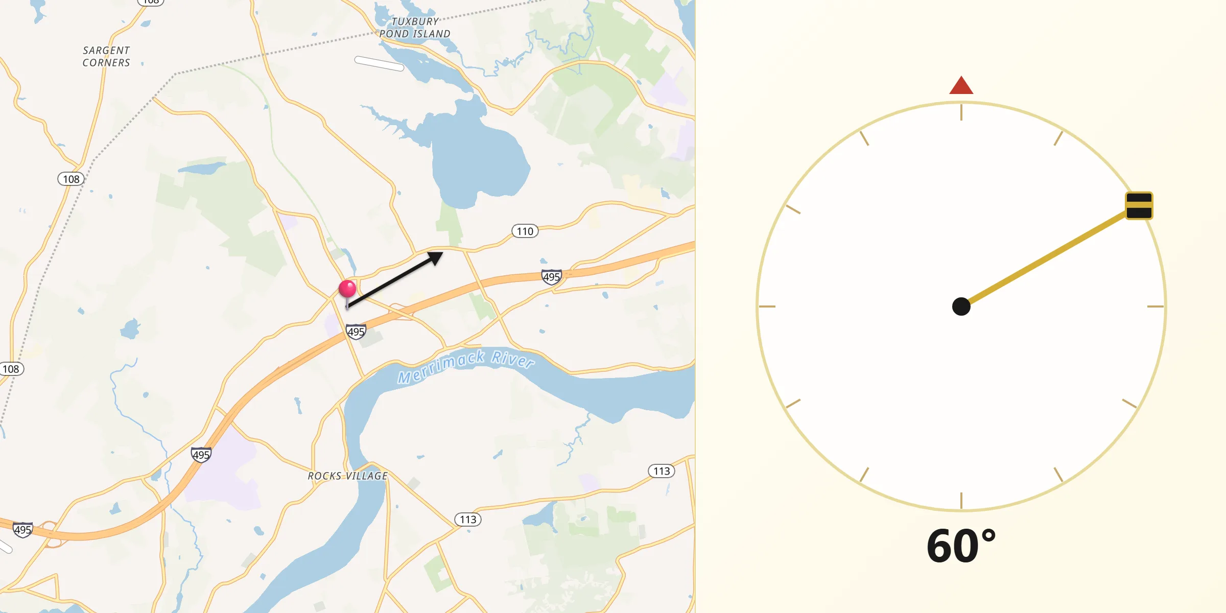 Qibla Direction from Merrimac