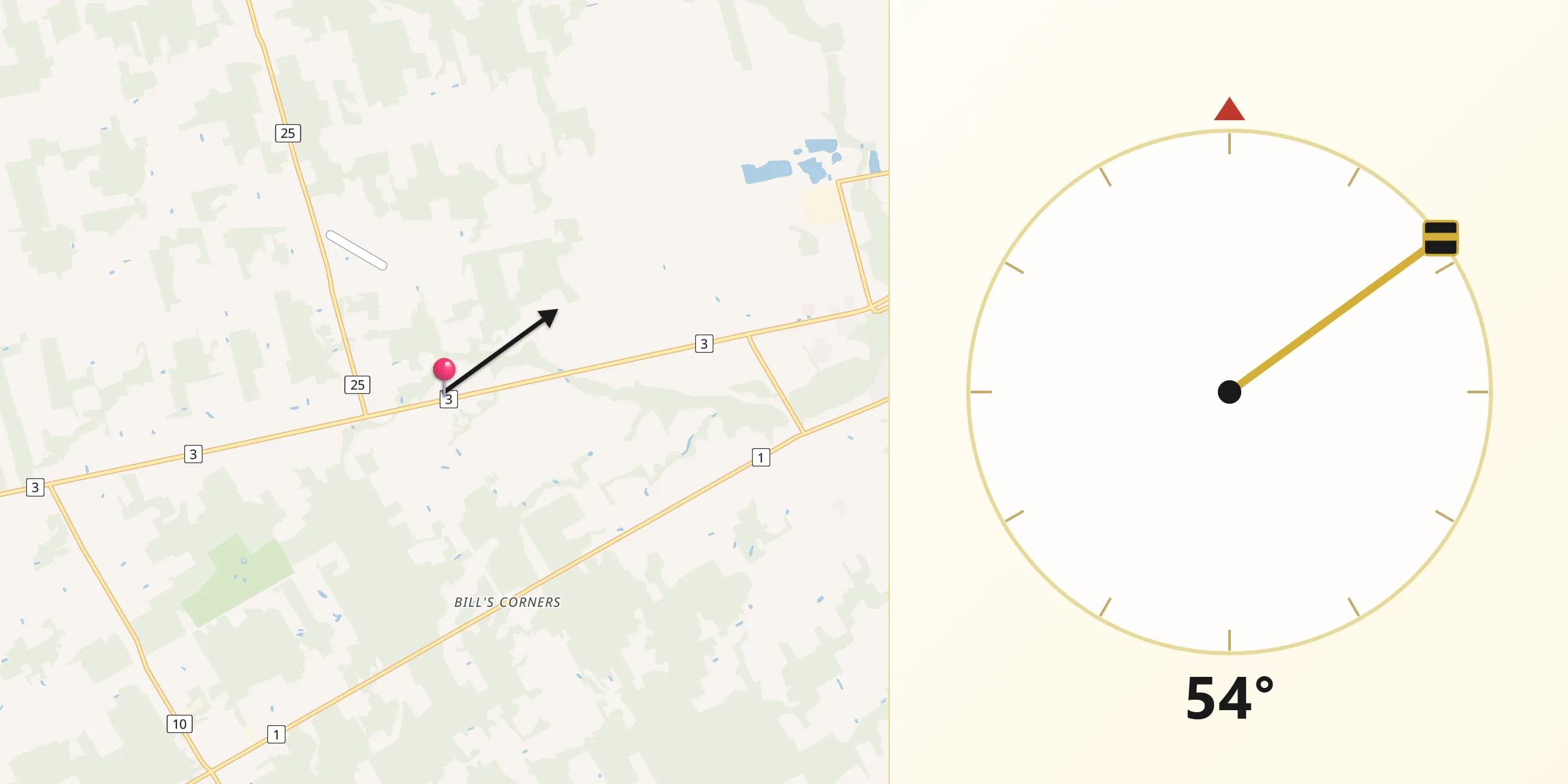 Qibla Direction from Norfolk County