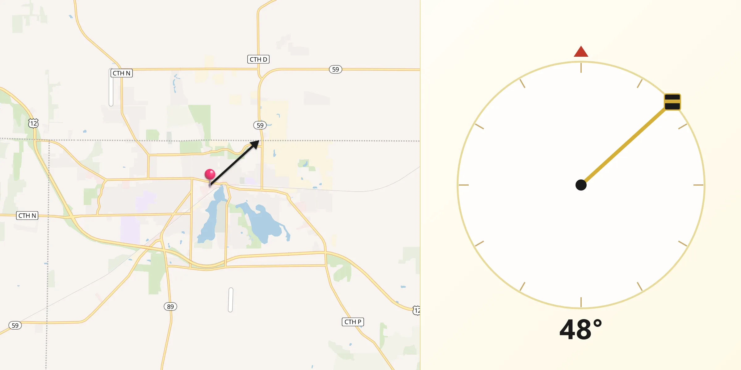 Qibla Direction from Whitewater