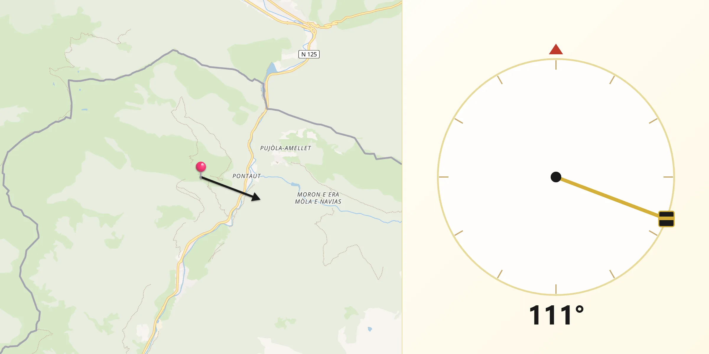 Dirección de la Qibla desde Bausen