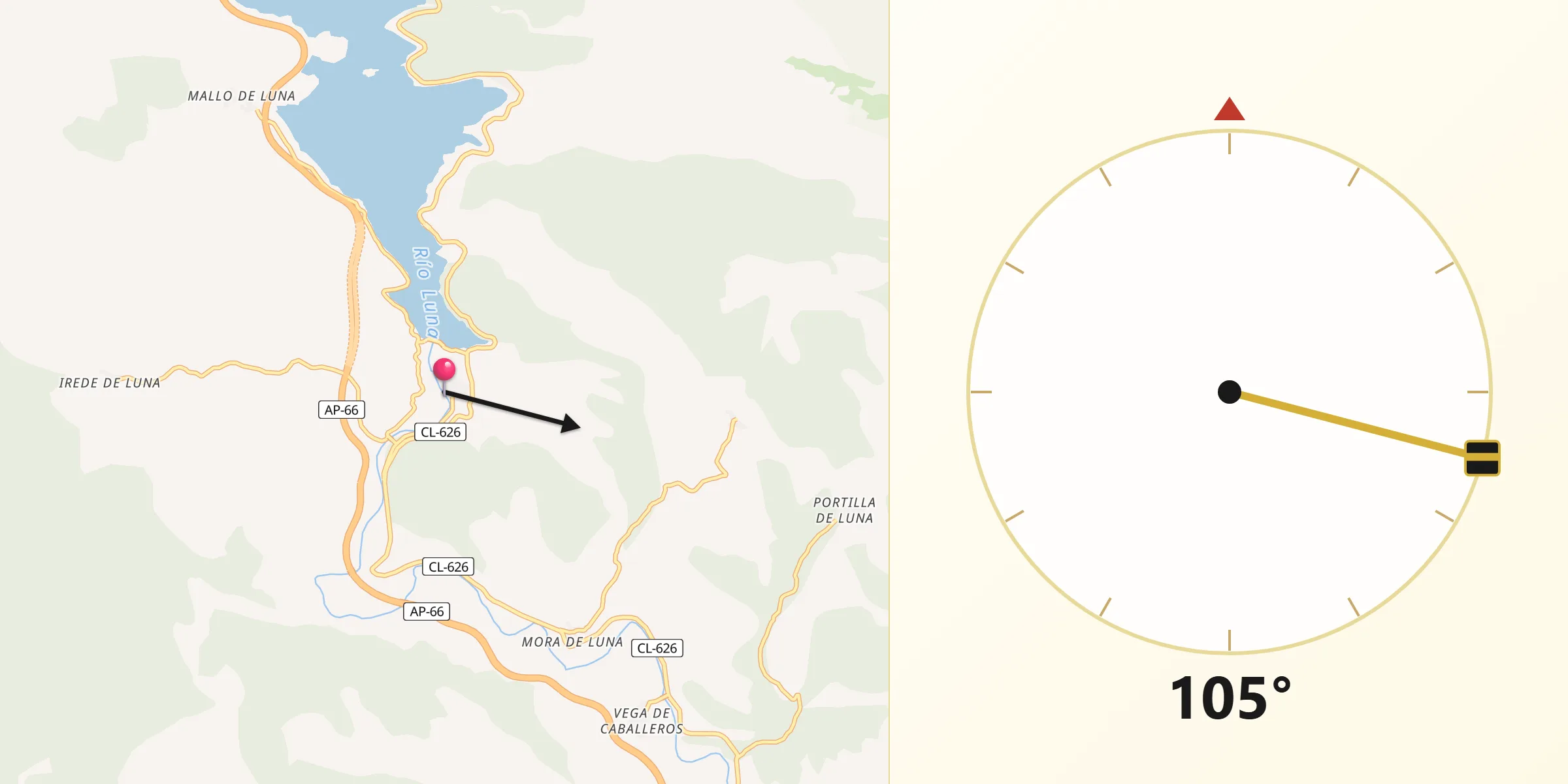 Dirección de la Qibla desde Barrios de Luna Los