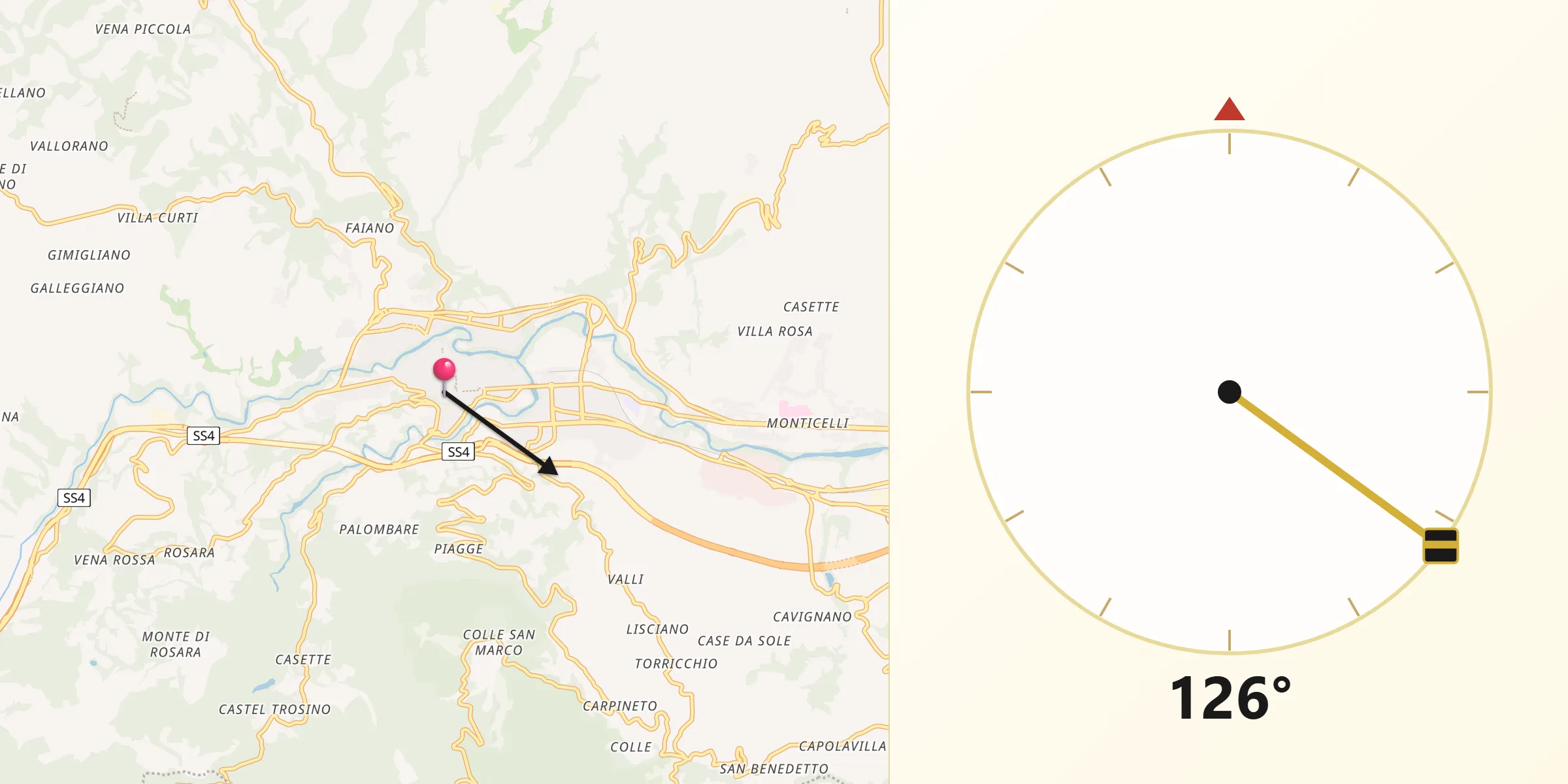 Direzione della Qibla da Ascoli Piceno