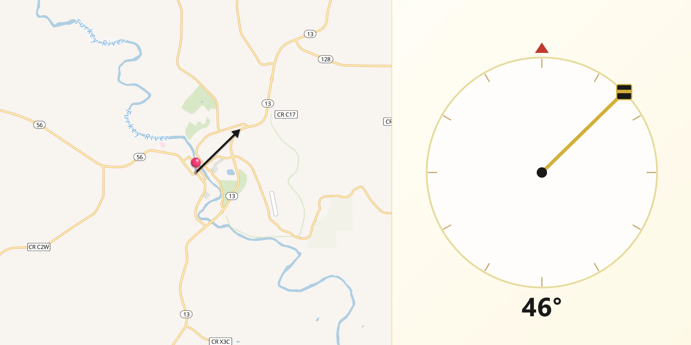 Qibla Direction from Elkader