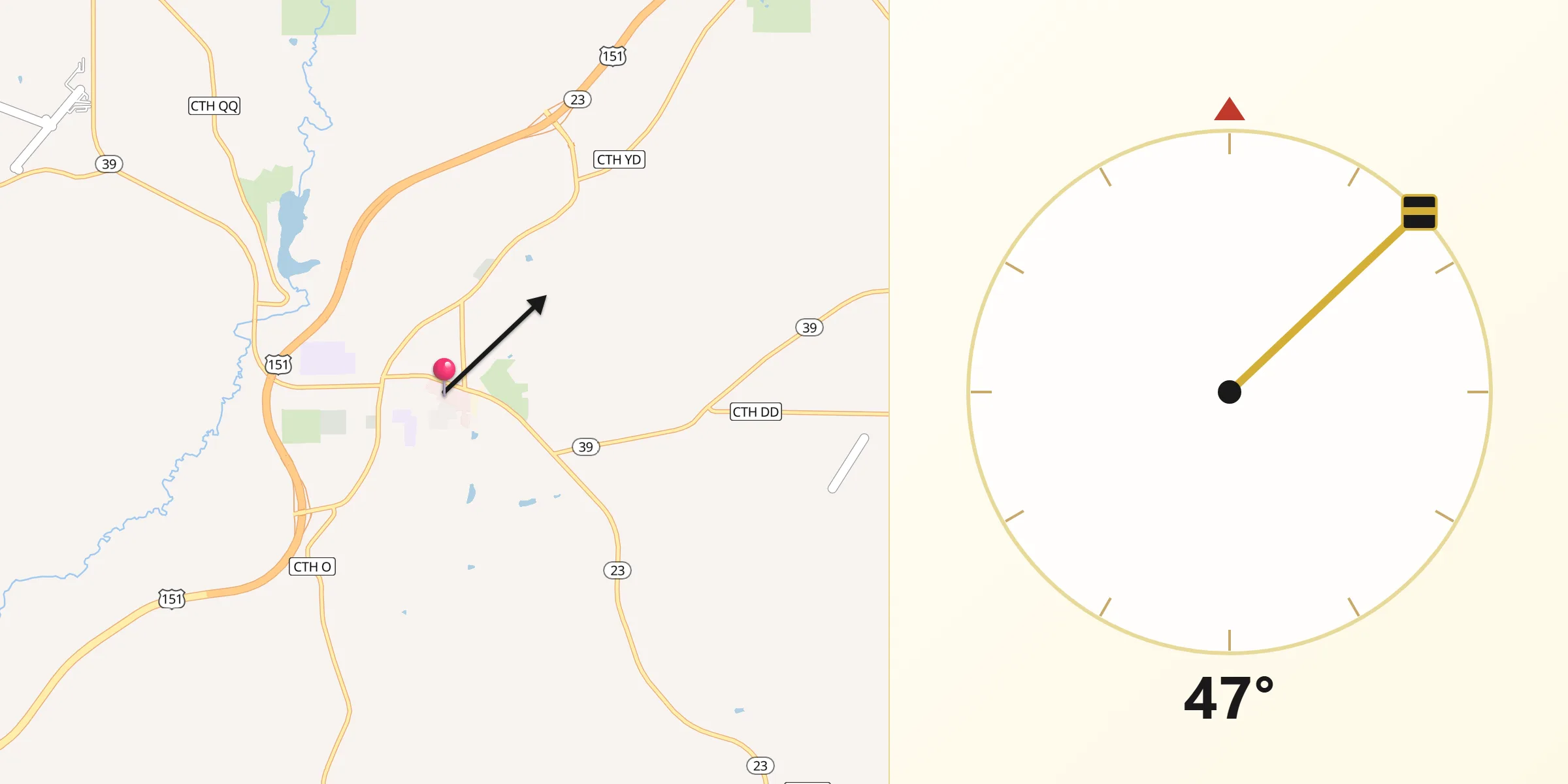 Qibla Direction from Mineral Point