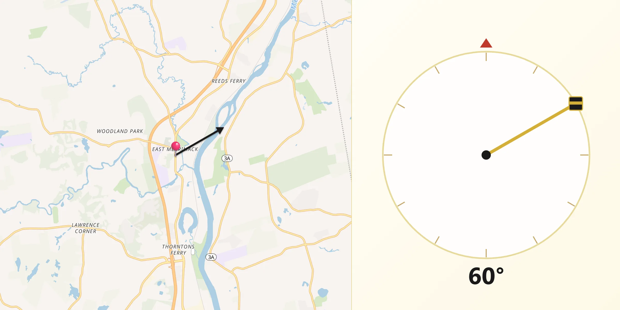 Qibla Direction from Merrimack